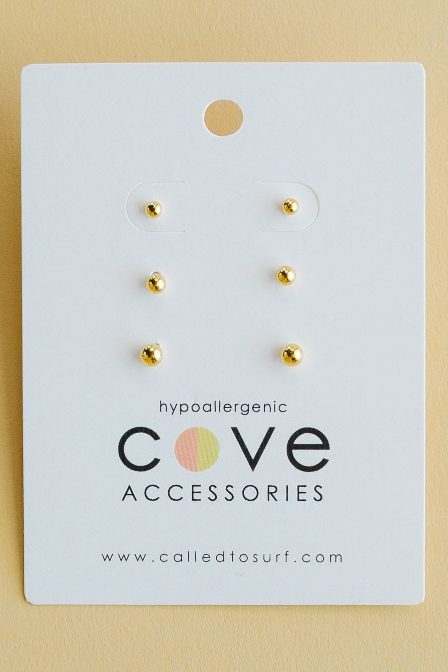 Cove Set of 3 Earrings WOMEN'S JEWELRY Cove Accessories Round Gold Stud