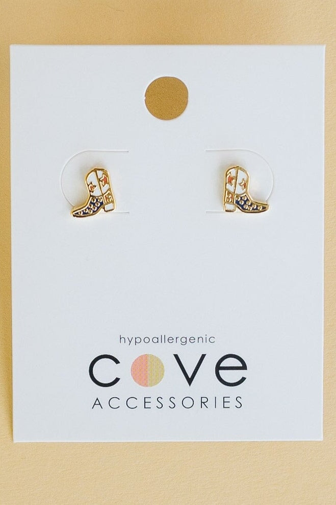 Cove Celebration Cowboy Boot Earrings WOMEN'S JEWELRY Cove Accessories Gold Huggies