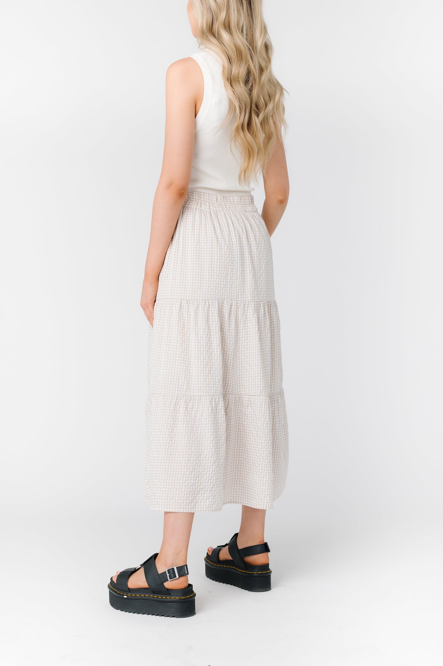 Tiered Gingham Skirt WOMEN'S SKIRTS Grade & Gather