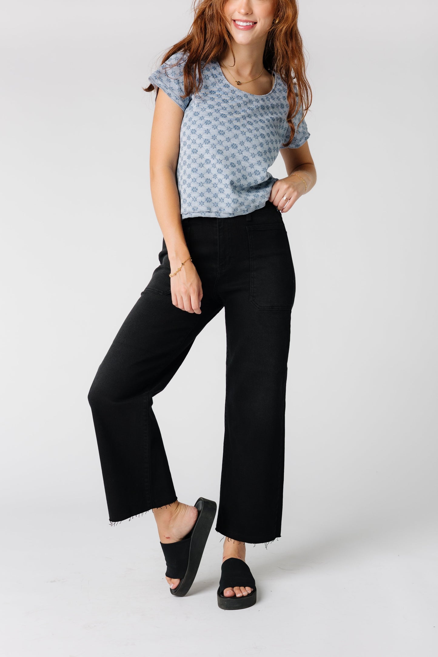 HR Utility Wide Leg Jeans WOMEN'S JEANS Just Panmaco Inc. Washed Black 24