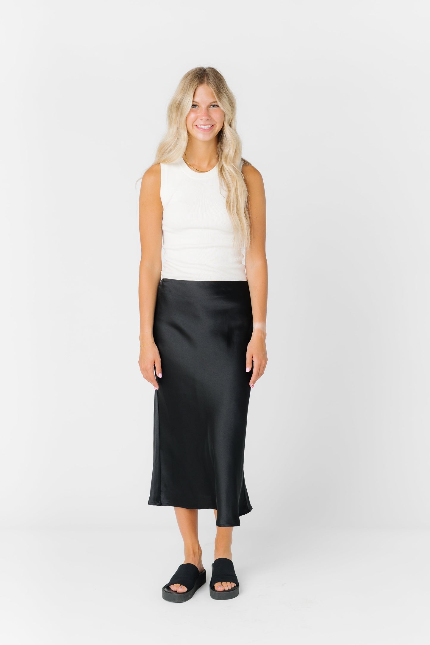 Romance Midi Satin Skirt WOMEN'S SKIRTS Things Between 