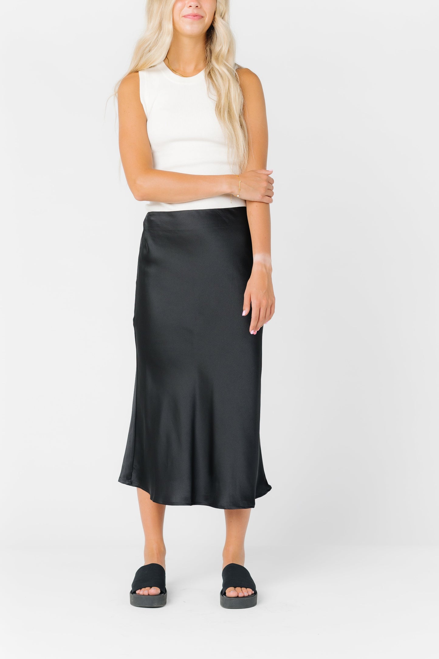 Romance Midi Satin Skirt WOMEN'S SKIRTS Things Between 