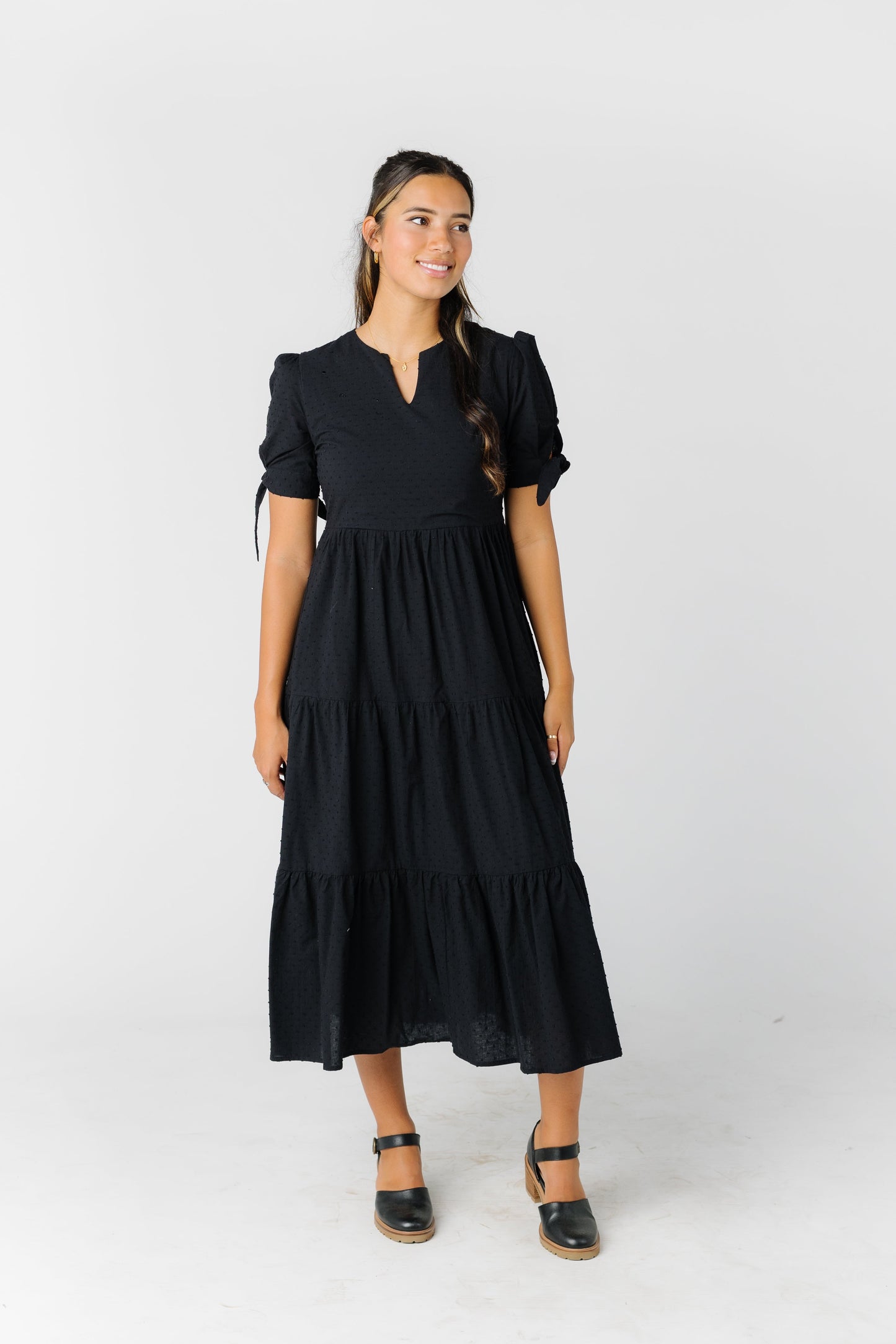 Claire Tie-Sleeve Dress - Black WOMEN'S DRESS brass & roe