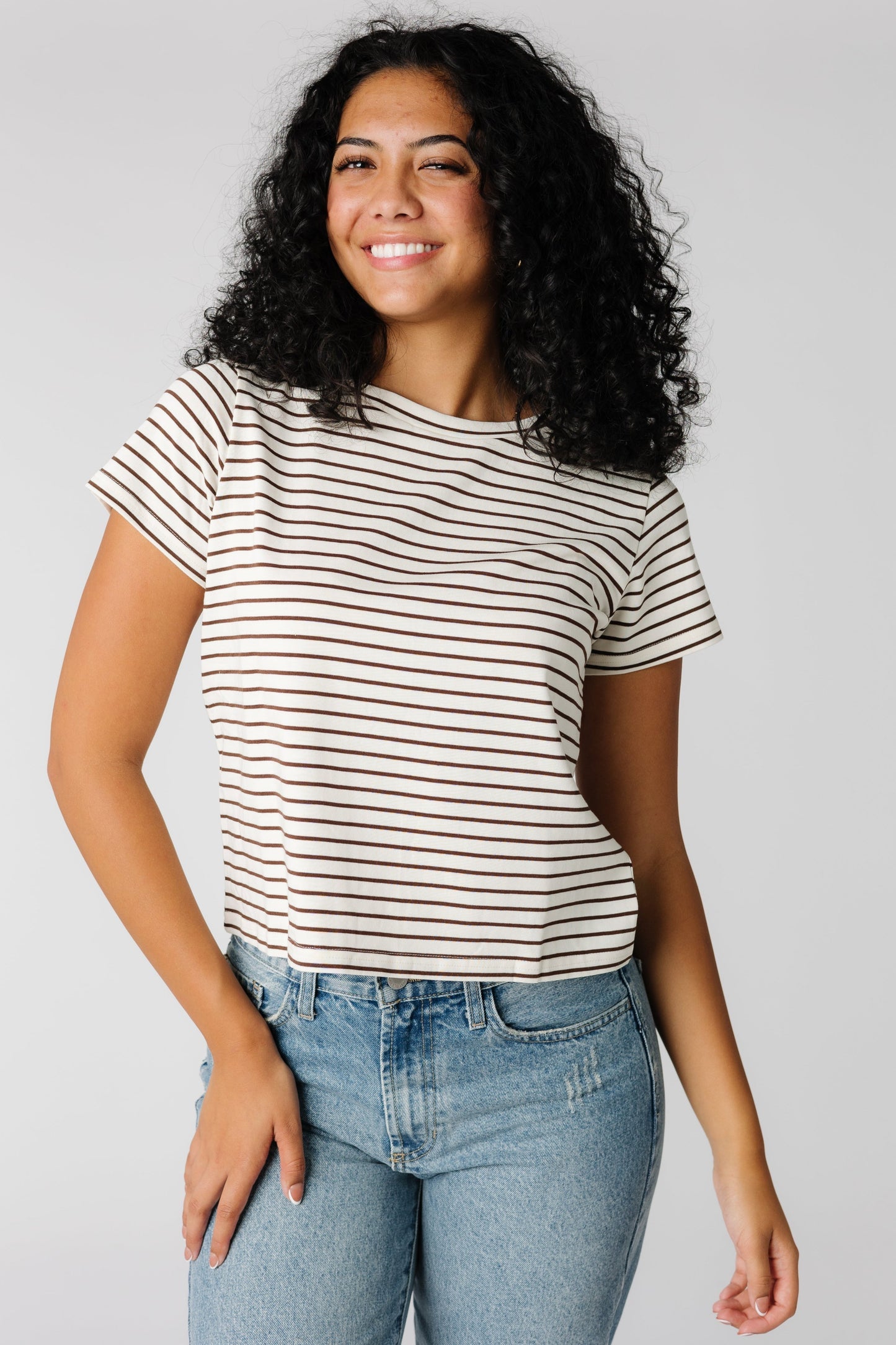Brass and Roe modest brown stripe tee