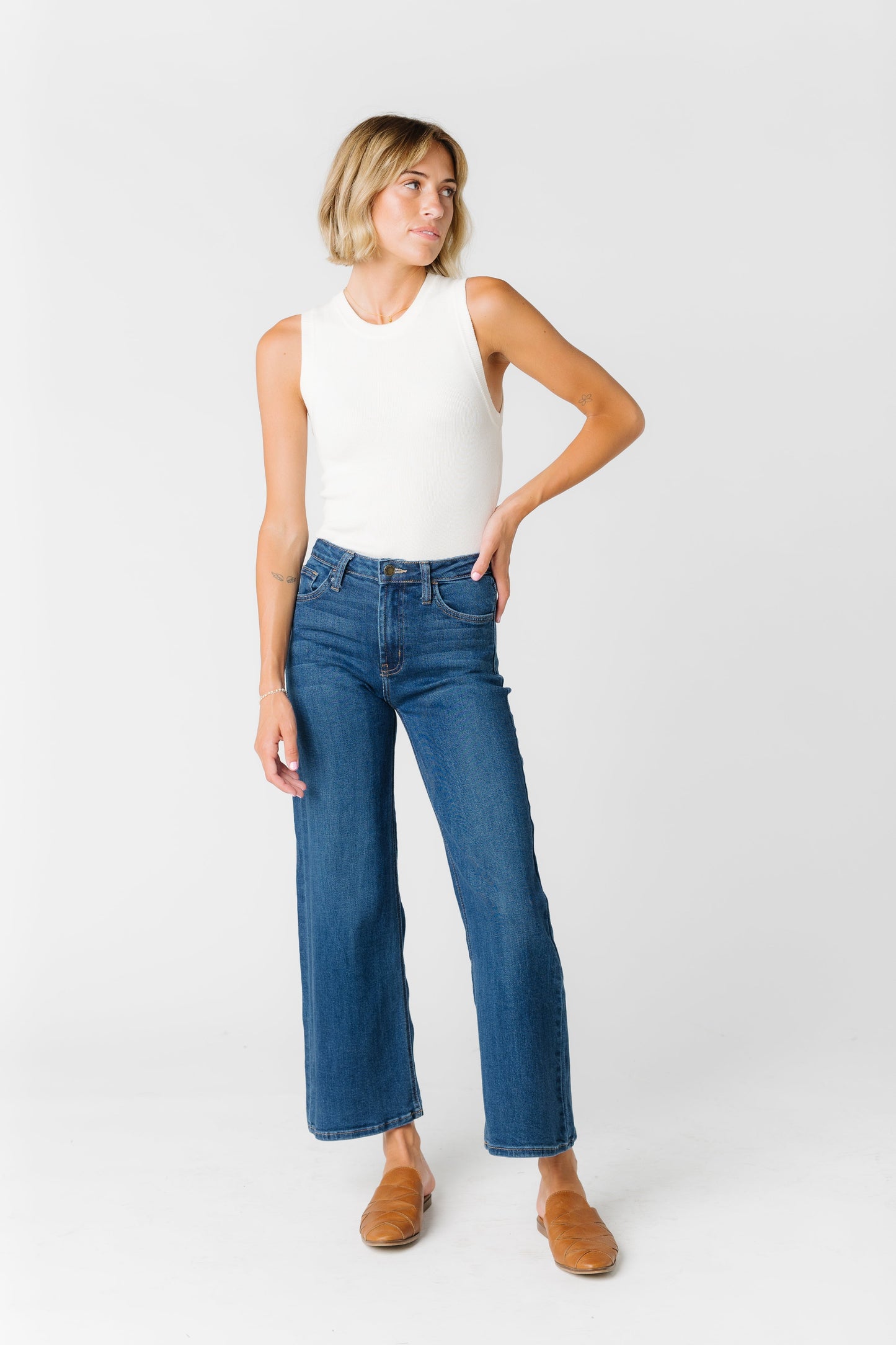 Rebbie Wide Leg denim - Dark Denim WOMEN'S DENIM Just Panmaco Inc.