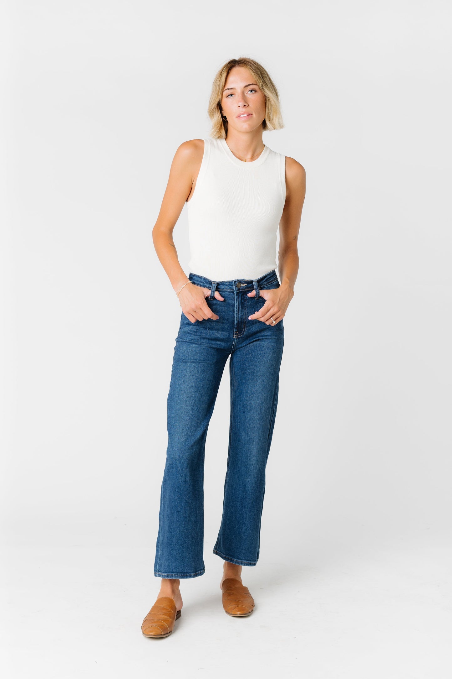 Rebbie Wide Leg denim - Dark Denim WOMEN'S DENIM Just Panmaco Inc. Drk Denim 24