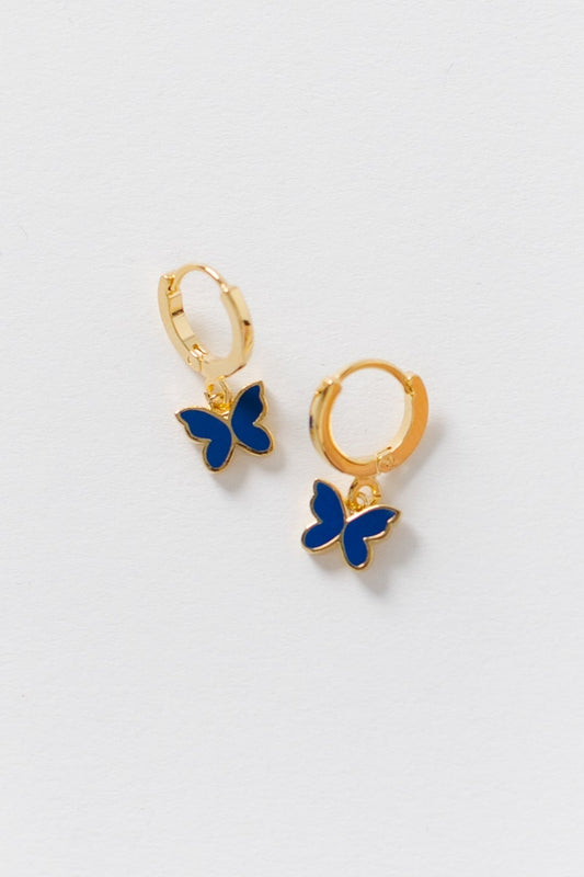 Cove Huggie Butterfly WOMEN'S EARINGS Cove Accessories Gold/Blue OS