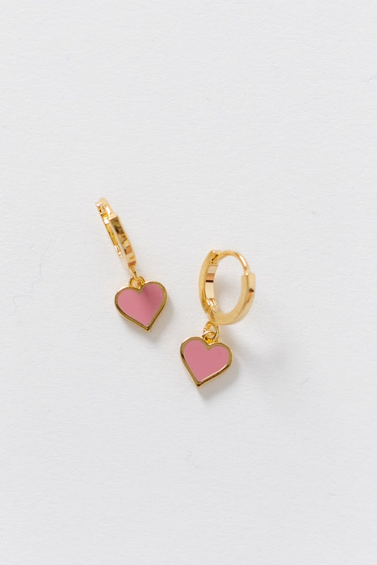 Cove Huggie Hearts WOMEN'S EARINGS Cove Accessories Gold/Pink OS