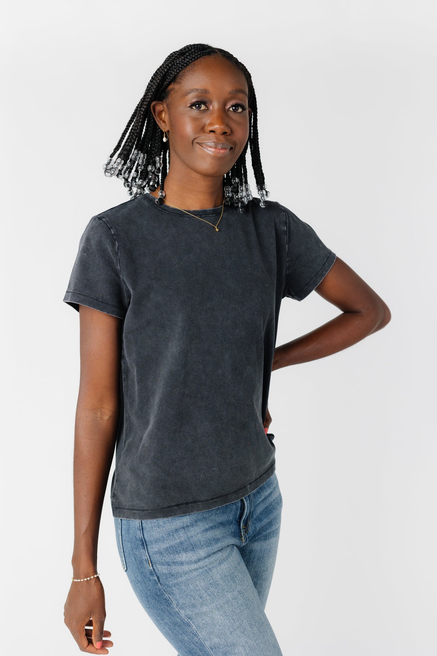 Asher Tee - Washed Black WOMEN'S T-SHIRT Thread & Supply Black L 