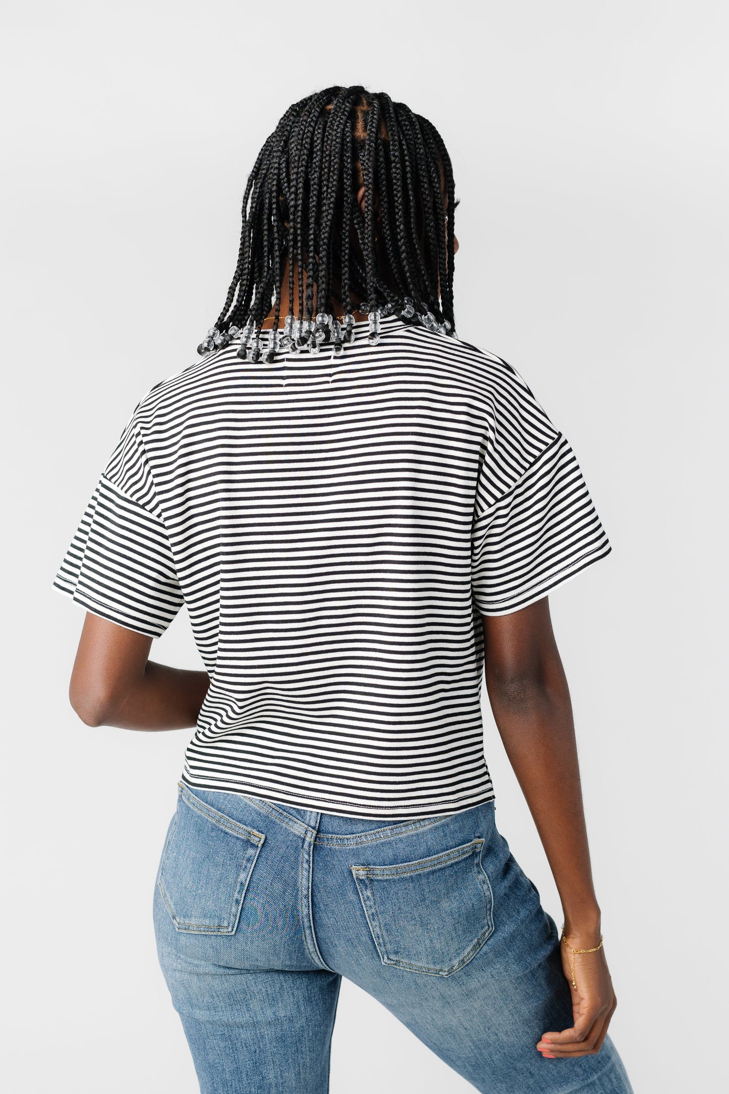 Rolla's Stripe Boxy Tee - Ivory/Black WOMEN'S T-SHIRT Things Between 