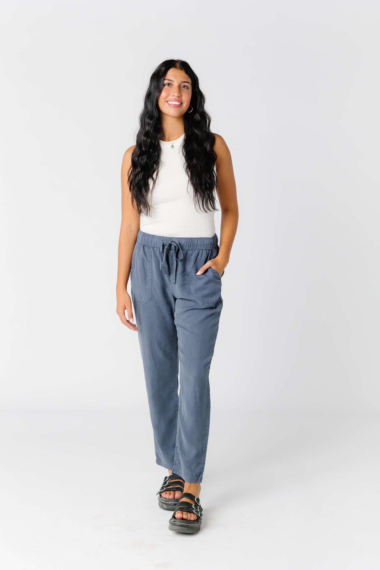 Traveling Drawstring Pocket Pants WOMEN'S PANTS Be Cool Slate L