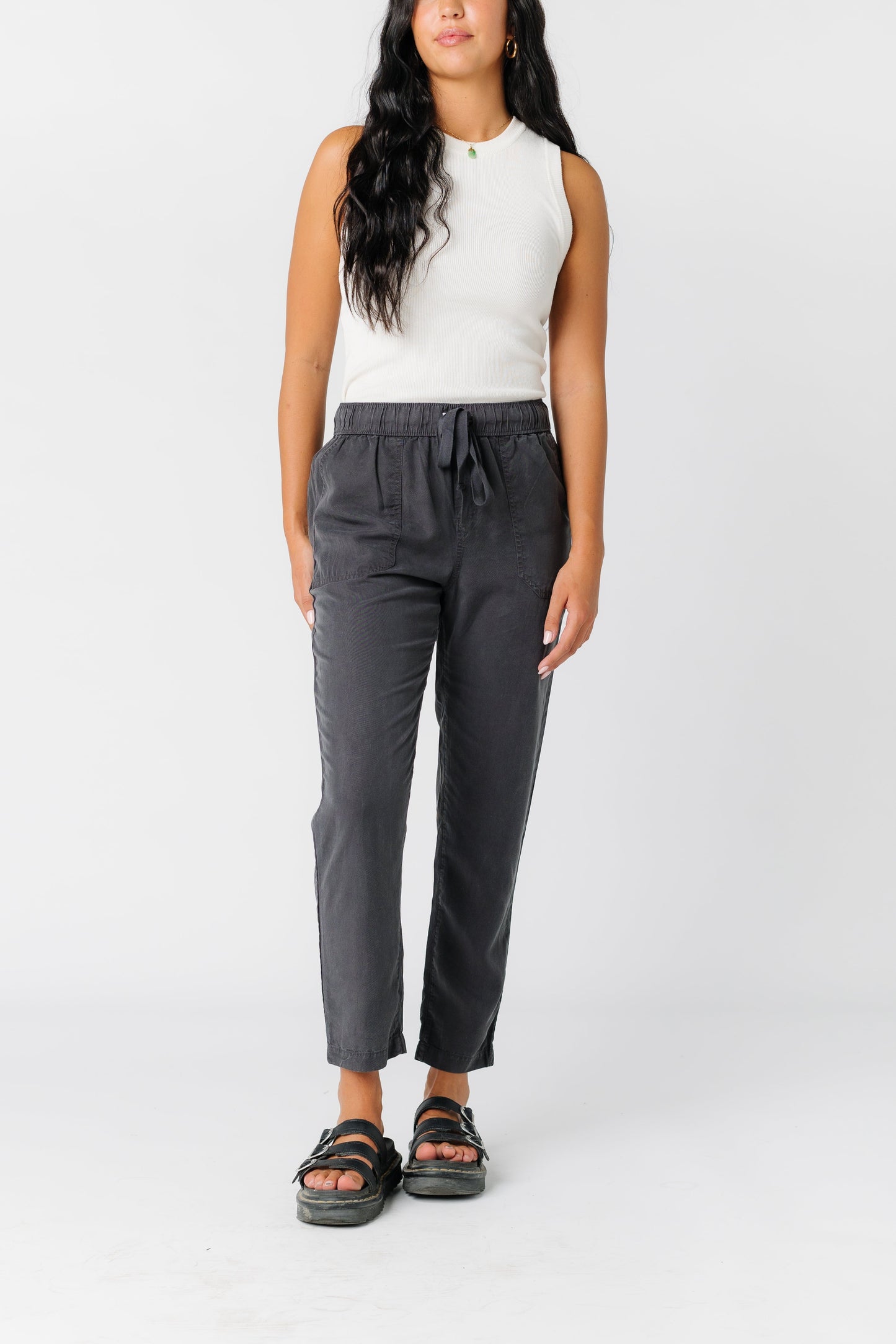 Traveling Drawstring Pocket Pants WOMEN'S PANTS Be Cool Charcoal L