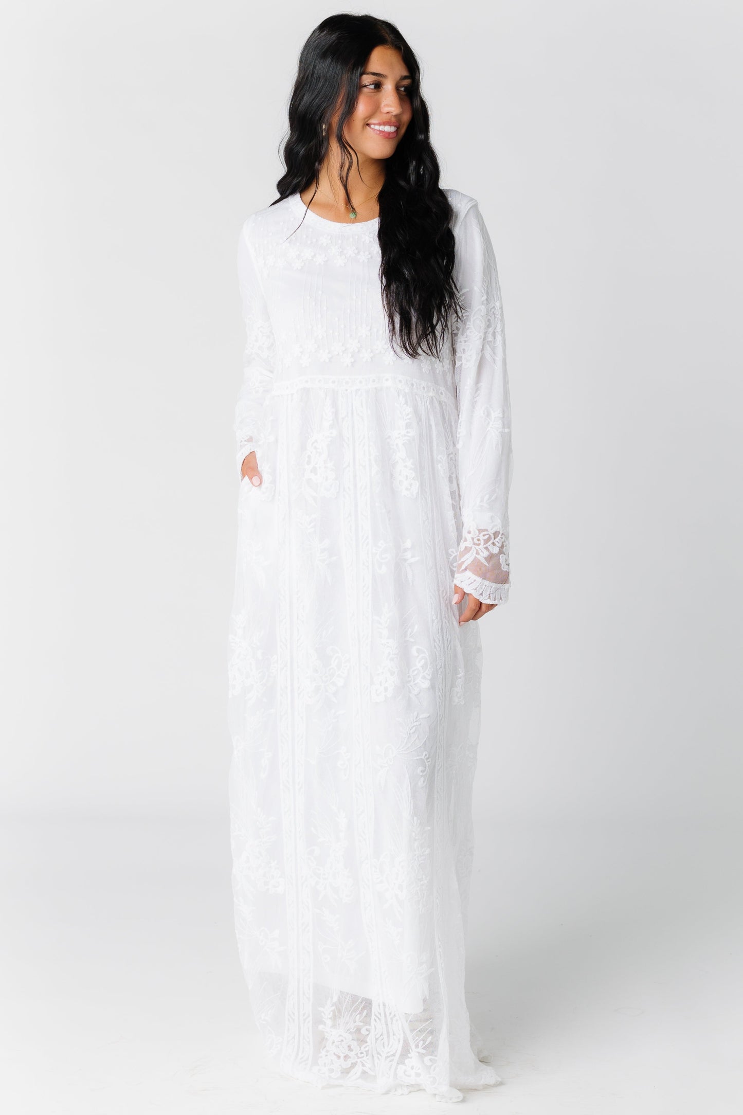 All lace maxi dress with side pockets