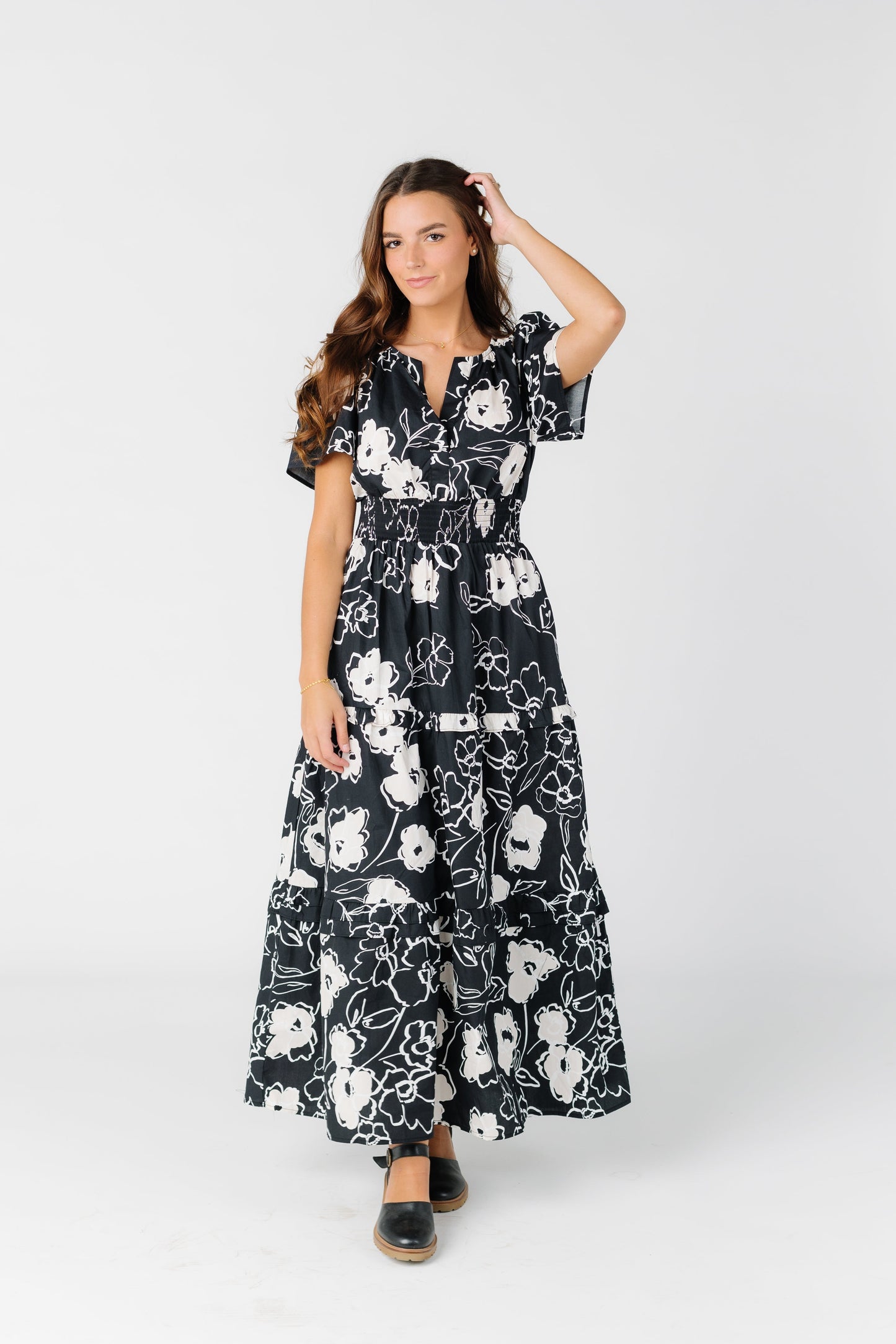 The Fable Tiered Maxi Dress WOMEN'S DRESS Sugarlips Black/Cream L