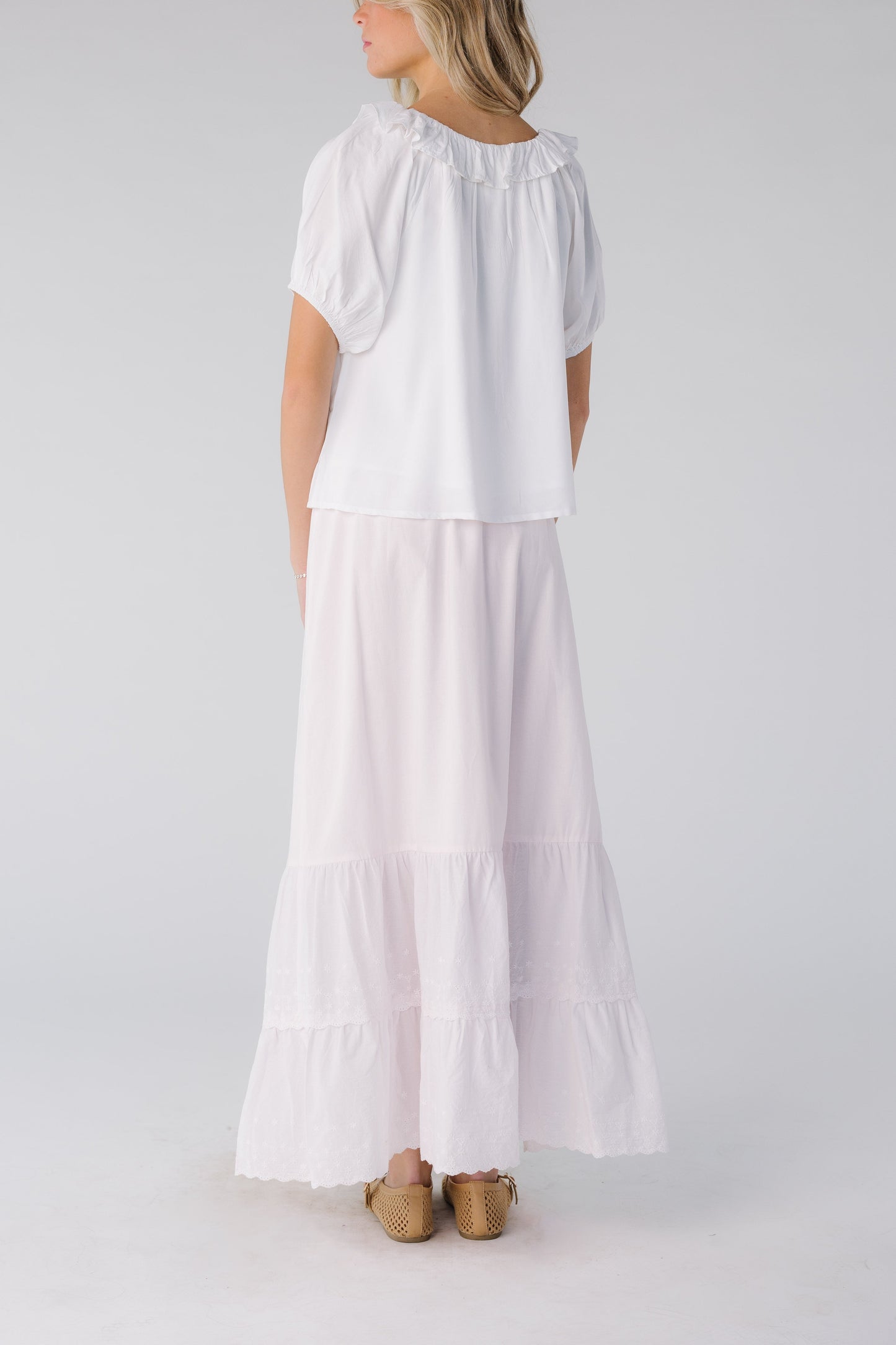 Brass & Roe Melanie Midi Eyelet Skirt WOMEN'S SKIRTS brass & roe