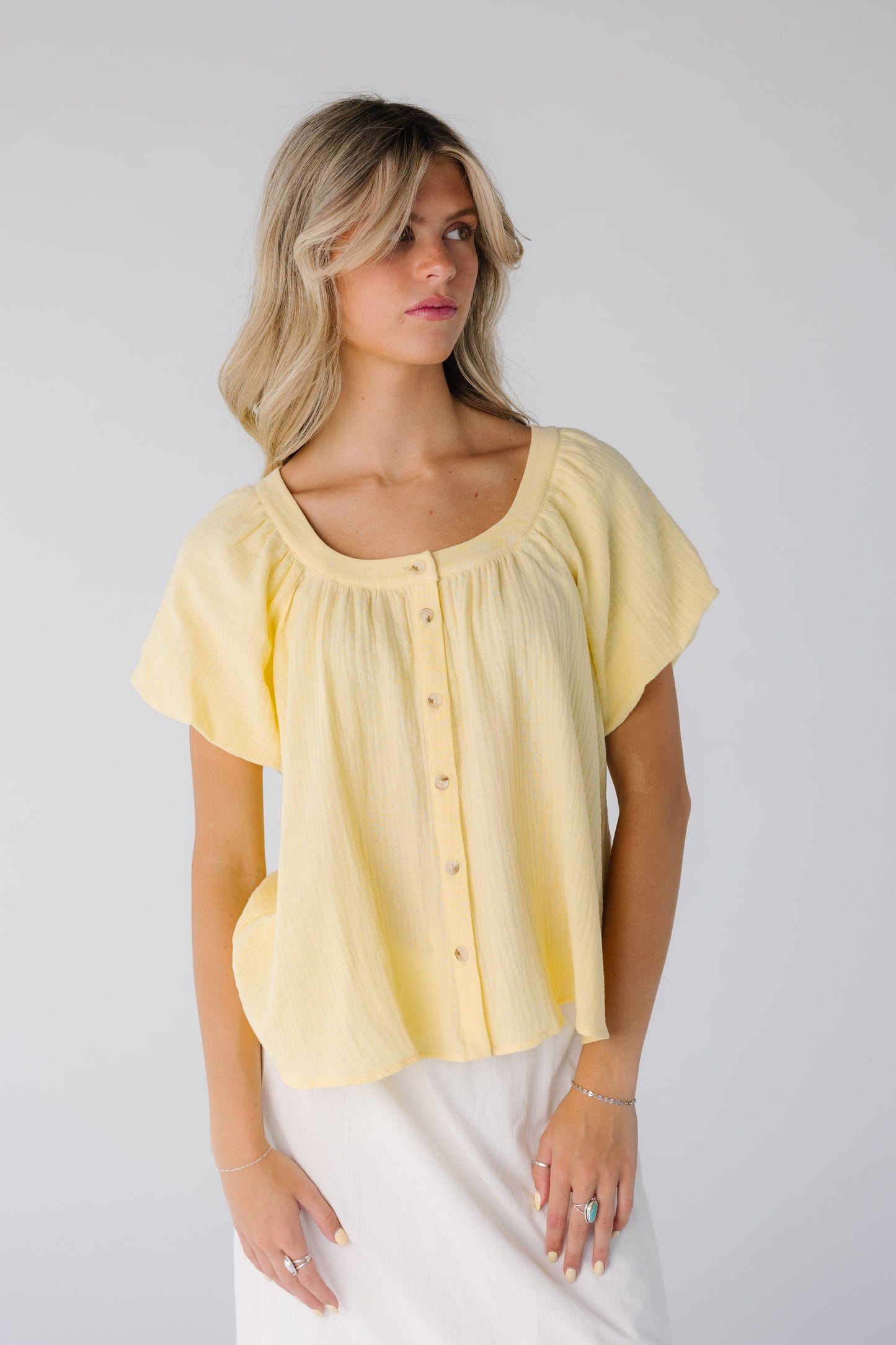 Brass & Roe Gauze Button-Down Top - Summer WOMEN'S TOP brass & roe