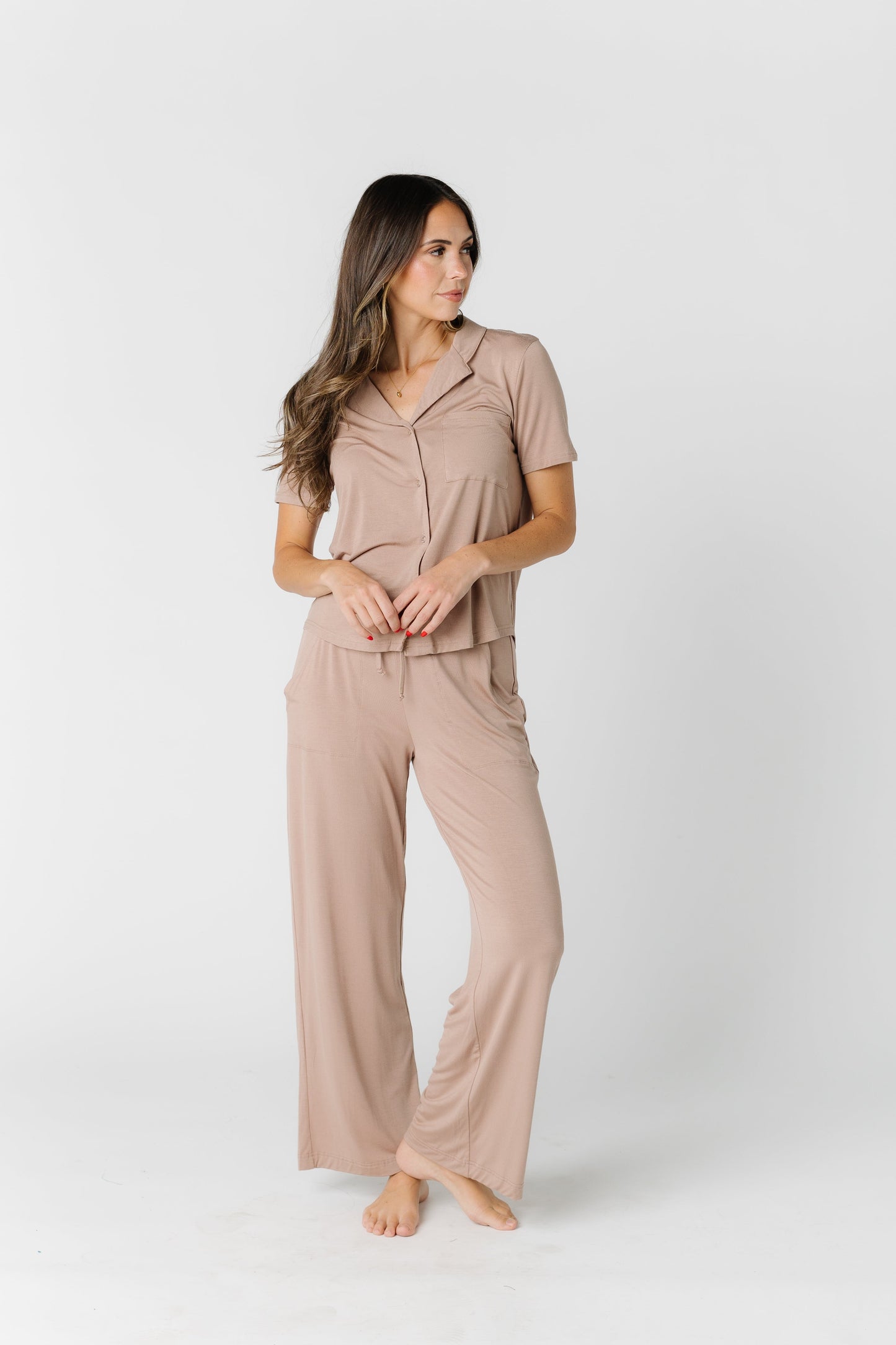 Wide Leg Pajama Set WOMEN'S PAJAMAS brass & roe Taupe L 