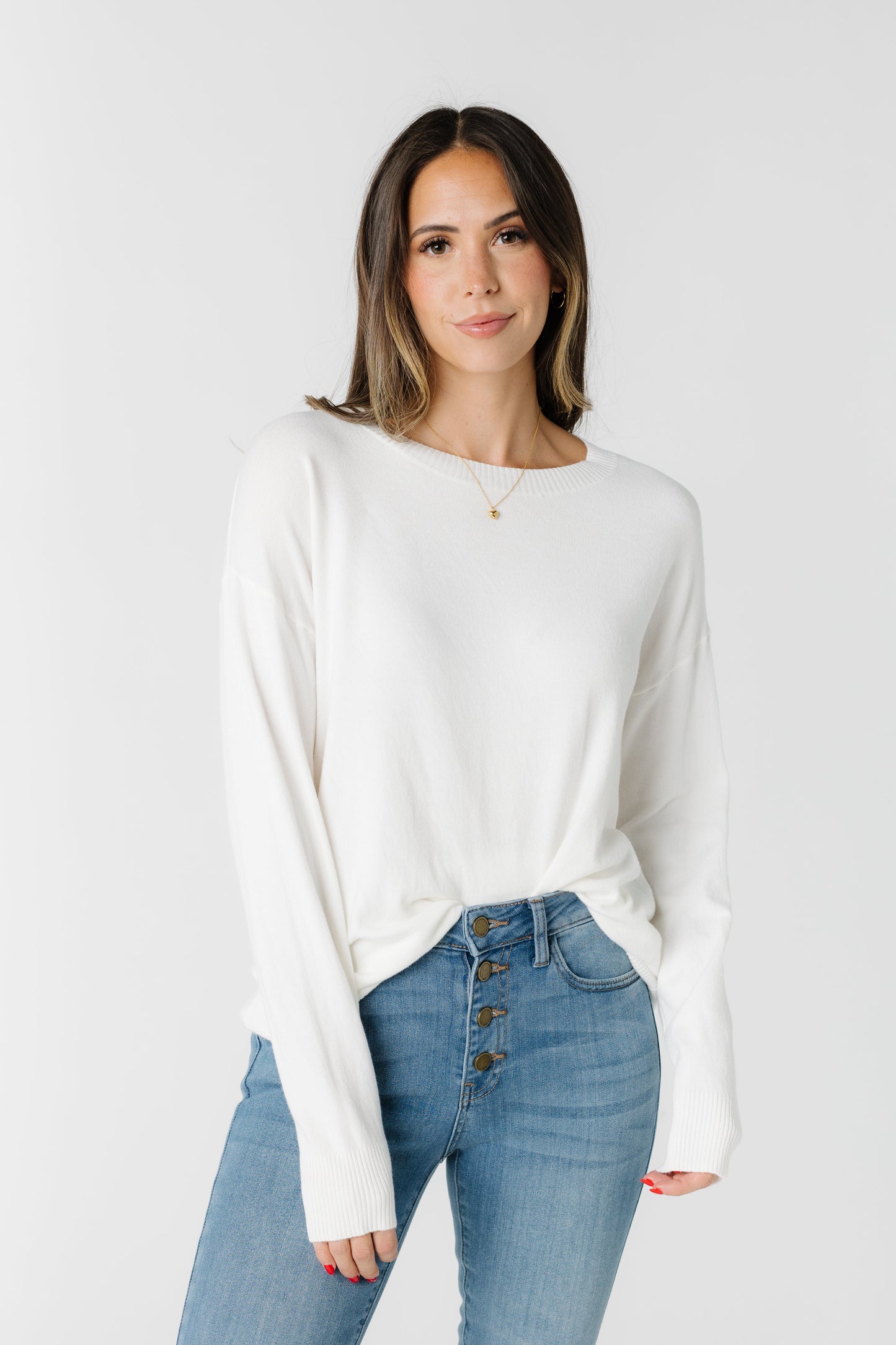 Rosie Soft Sweater WOMEN'S SWEATERS Tea N Rose White L