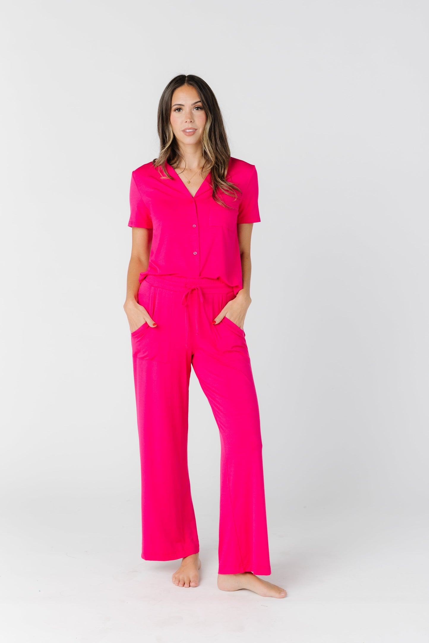 Wide Leg Pajama Set WOMEN'S PAJAMAS brass & roe Pink L 