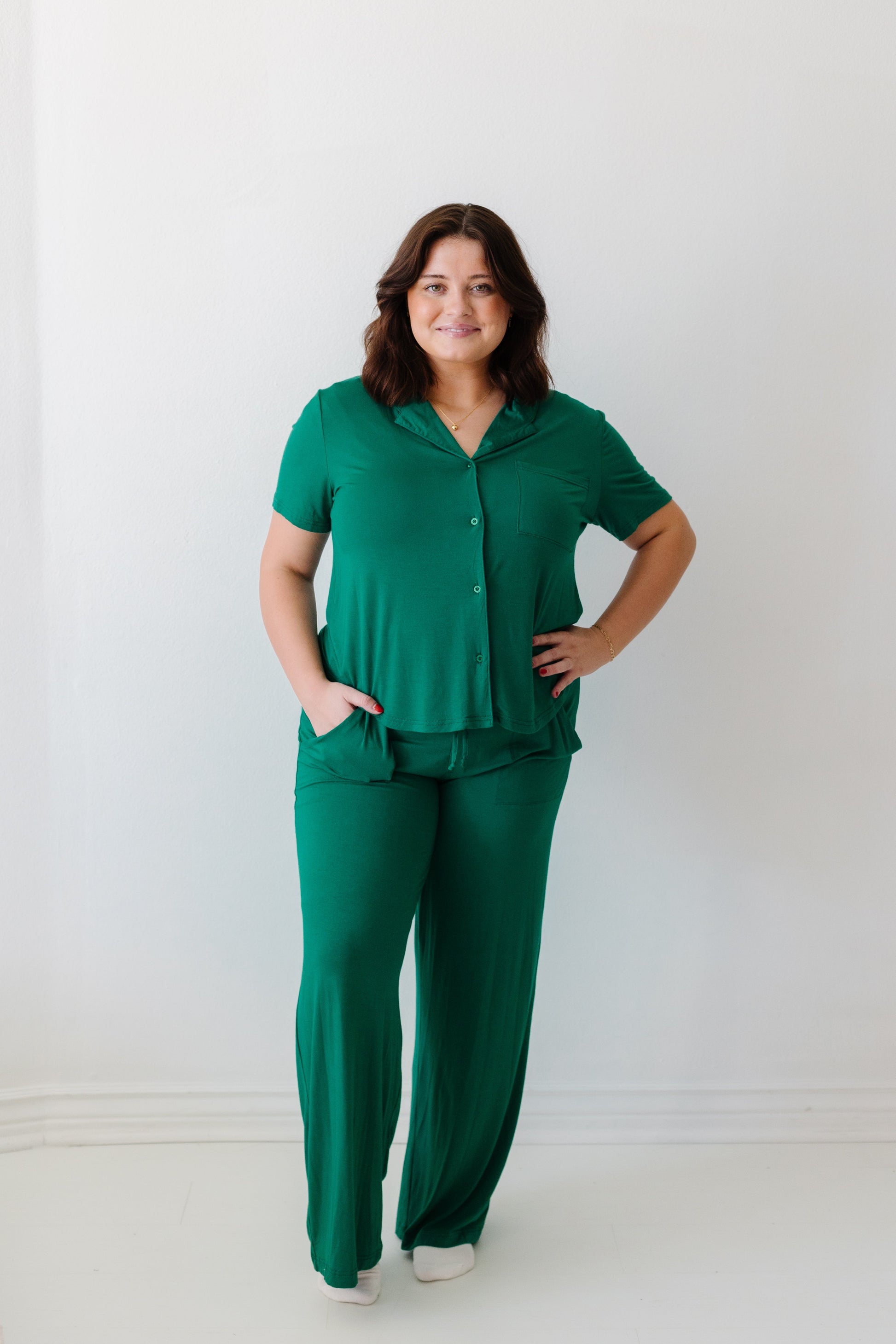 Wide Leg Pajama Set WOMEN'S PAJAMAS brass & roe Green XL 
