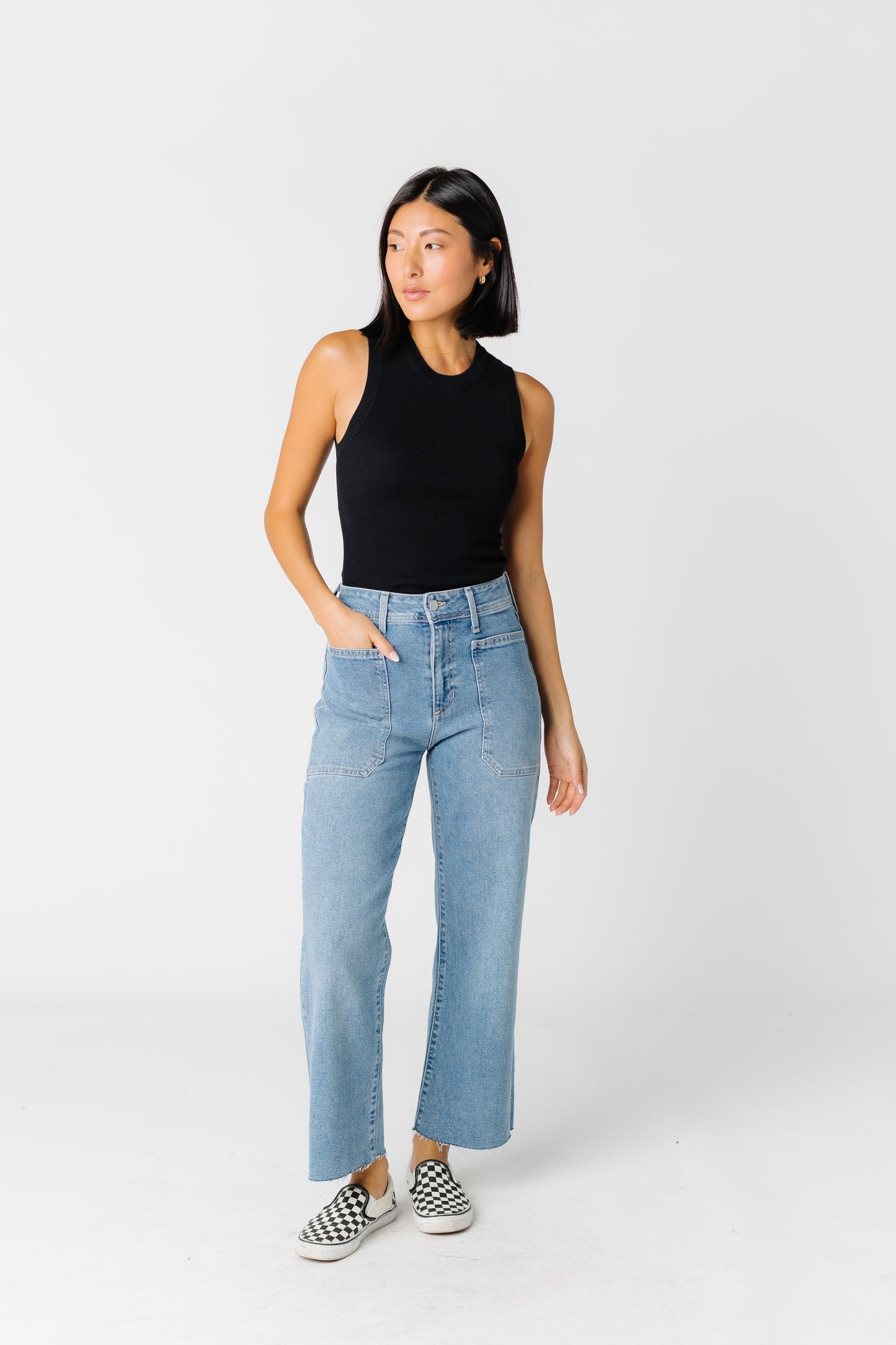 HR Utility Wide Leg Jeans - Medium Denim WOMEN'S JEANS Just Panmaco Inc.