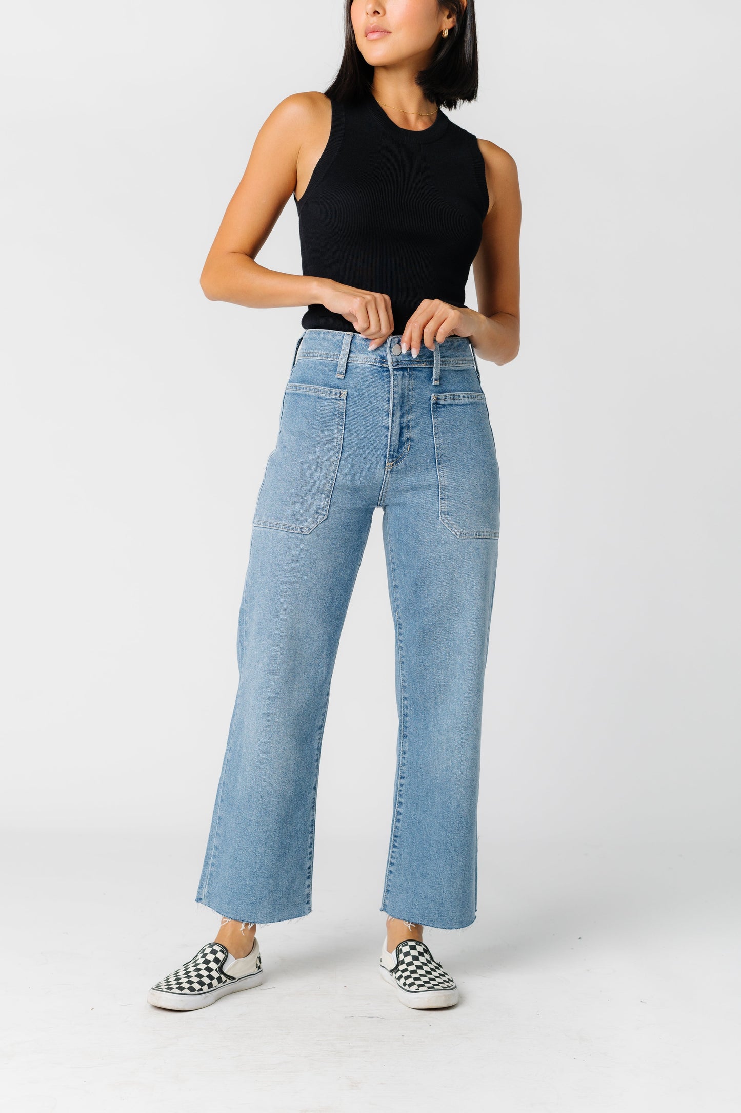 HR Utility Wide Leg Jeans - Medium Denim WOMEN'S JEANS Just Panmaco Inc.