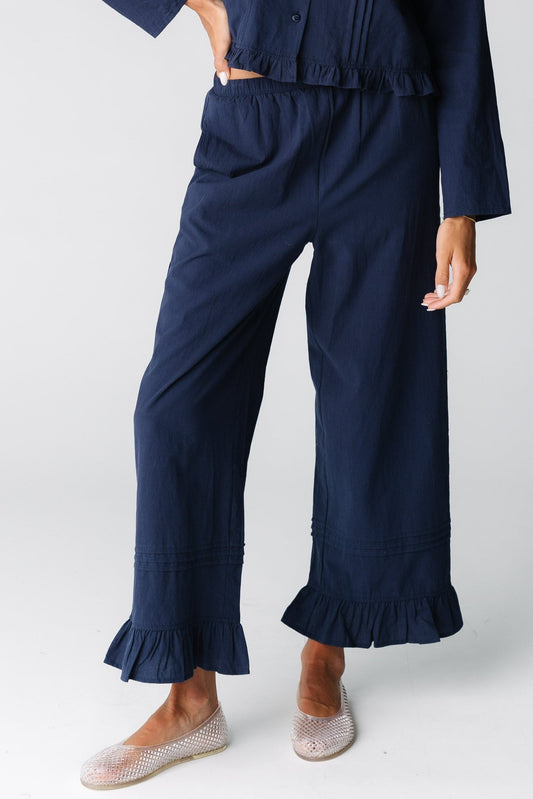 After Midnight Ruffle Hem Pants for women and teens in navy