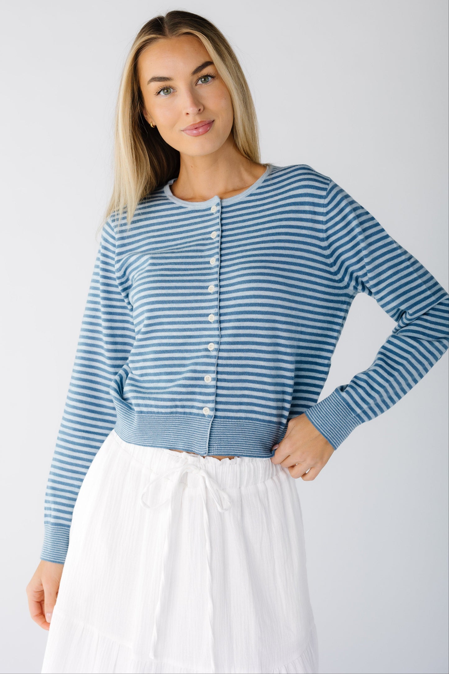 The Bella Striped Cardigan WOMEN'S CARDIGAN Mod Ref Blue/Navy S