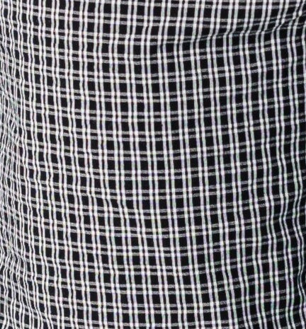 Black and white plaid fabric swatch