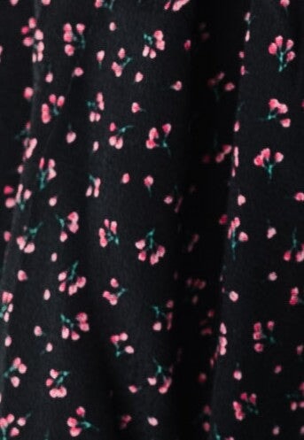 Black swatch with rosebud print