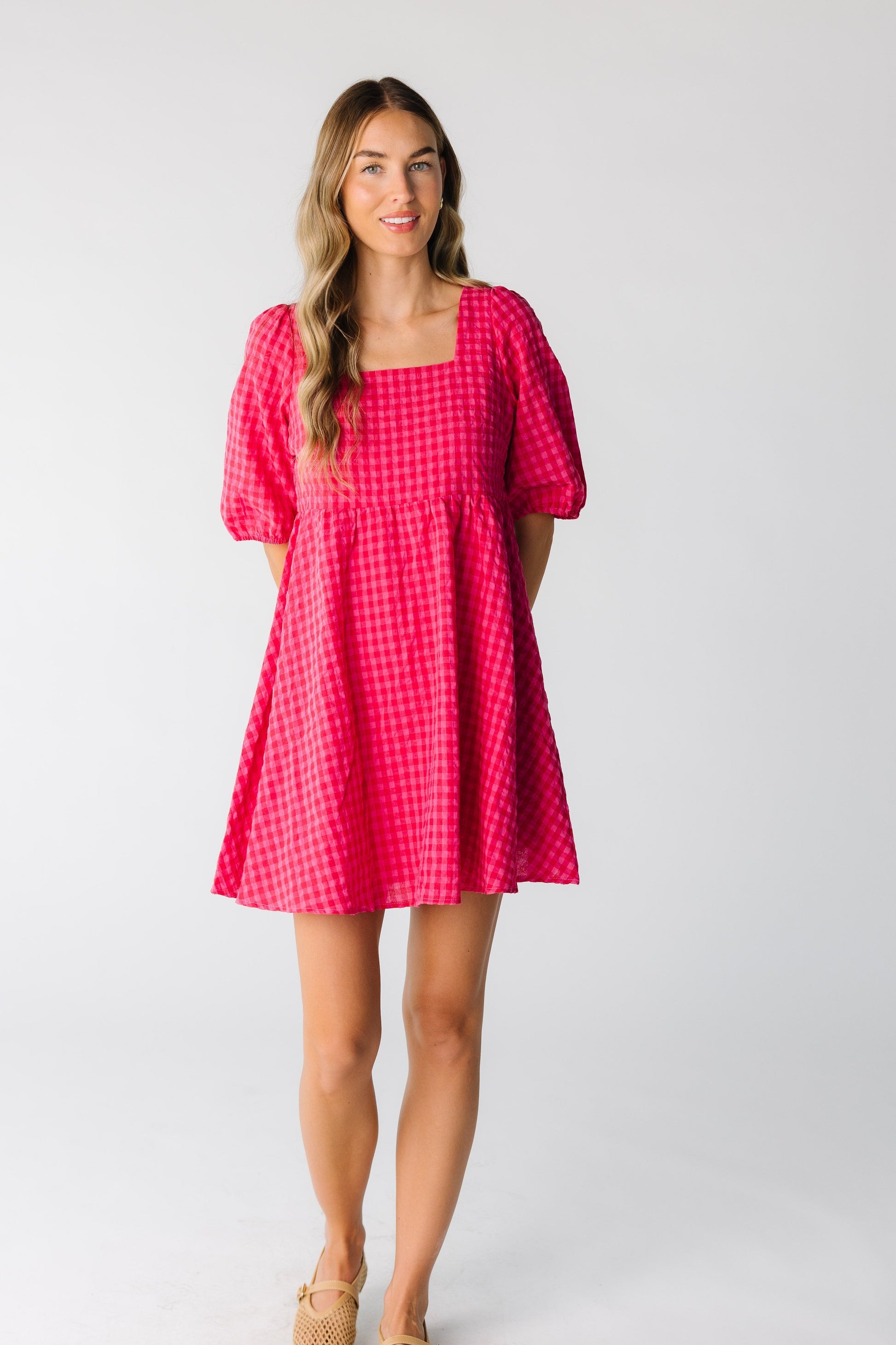 Brass & Roe Kate Gingham Knee Dress WOMEN'S DRESS brass & roe