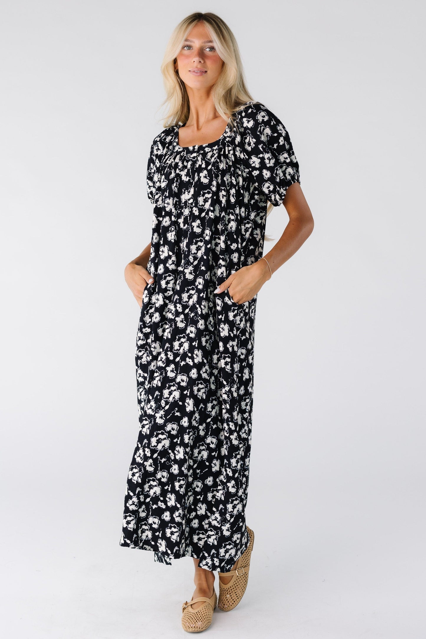 Brass & Roe Daybreak Button Down Dress WOMEN'S DRESS brass & roe Black/White XS