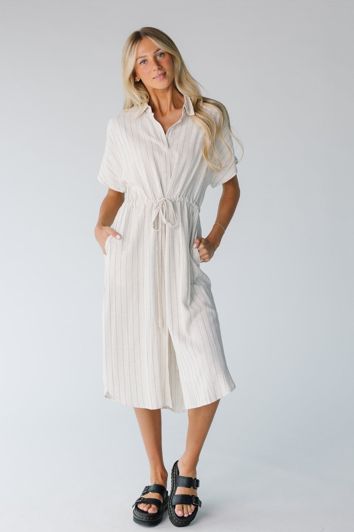 Brass & Roe Linen Tie Waist Dress WOMEN'S DRESS brass & roe Oatmeal XS