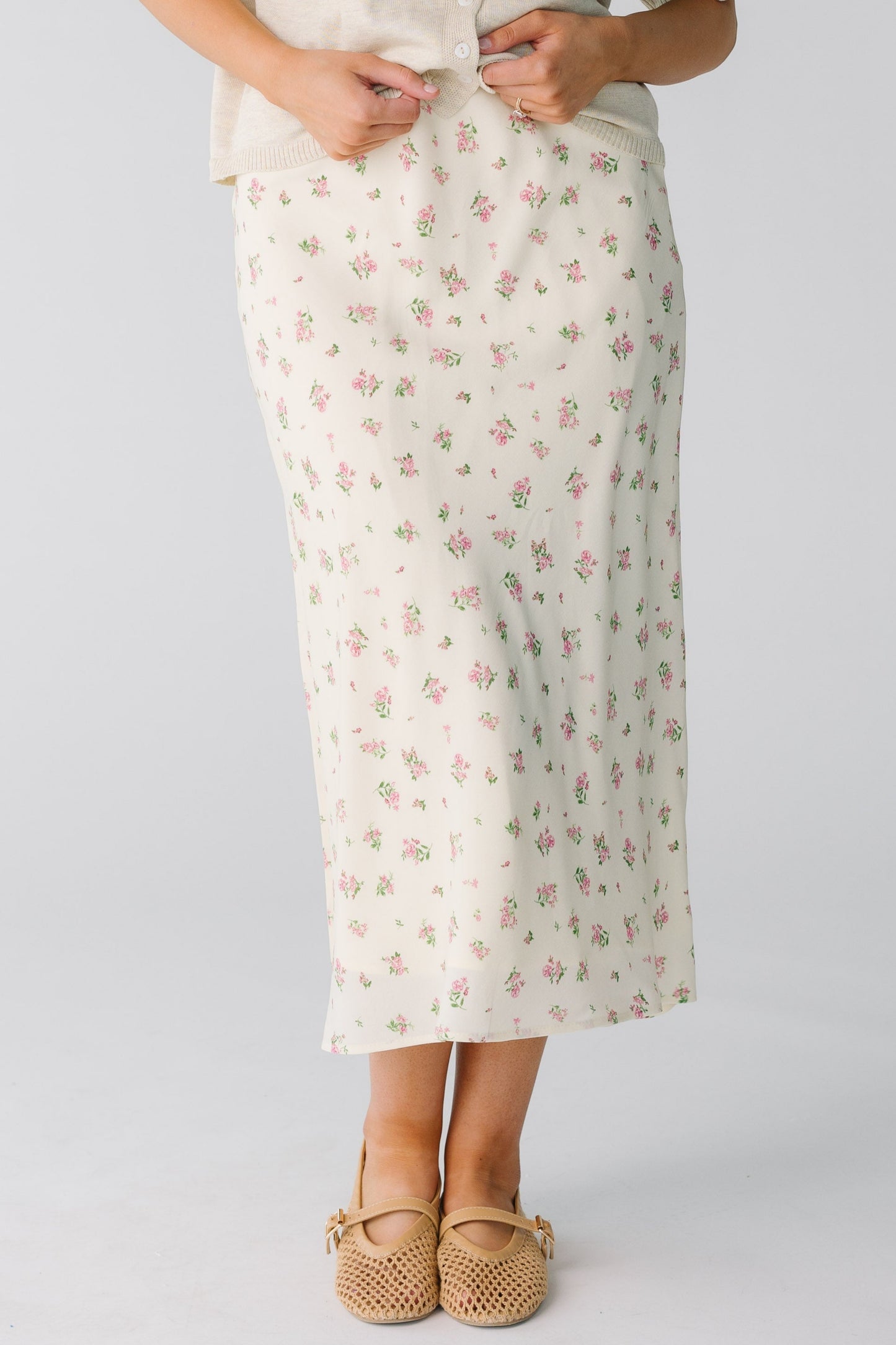 Brass & Roe Ellie Print Skirt in ivory