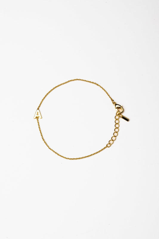 Cove Initial Bracelet WOMEN'S BRACELET Cove Accessories 18k Gold Plated 7" + 1" extender A