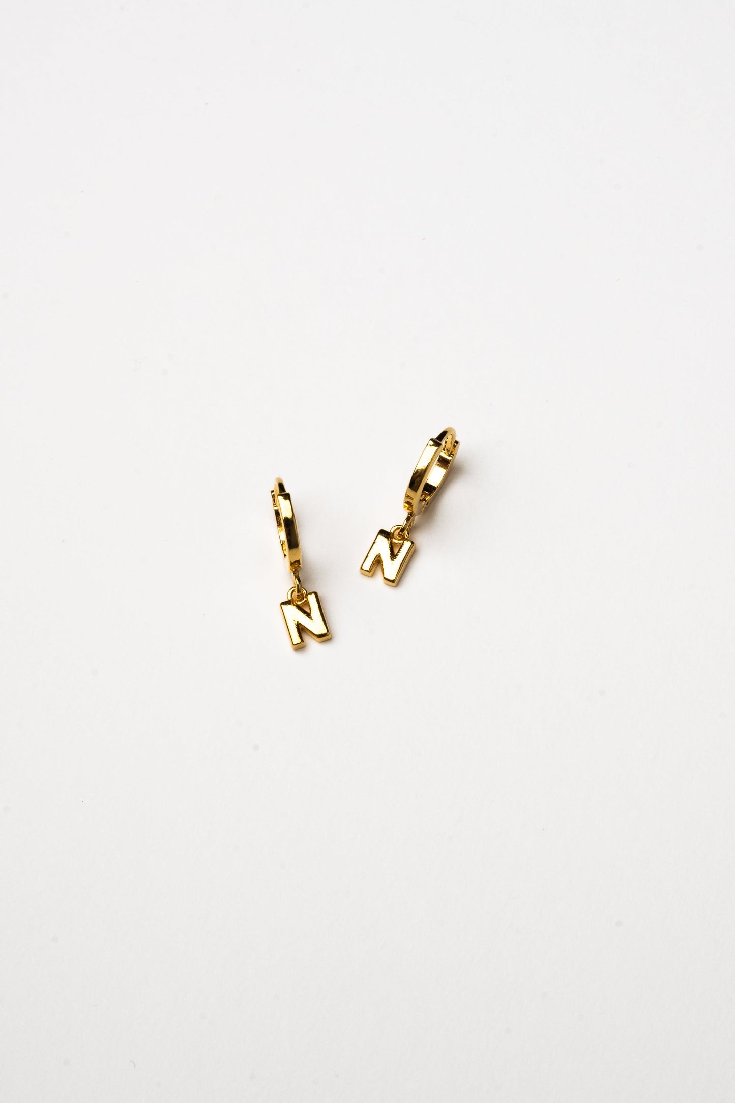 Cove Initial Letter Huggie Earrings WOMEN'S EARINGS Cove Accessories N 18k Gold Plated 