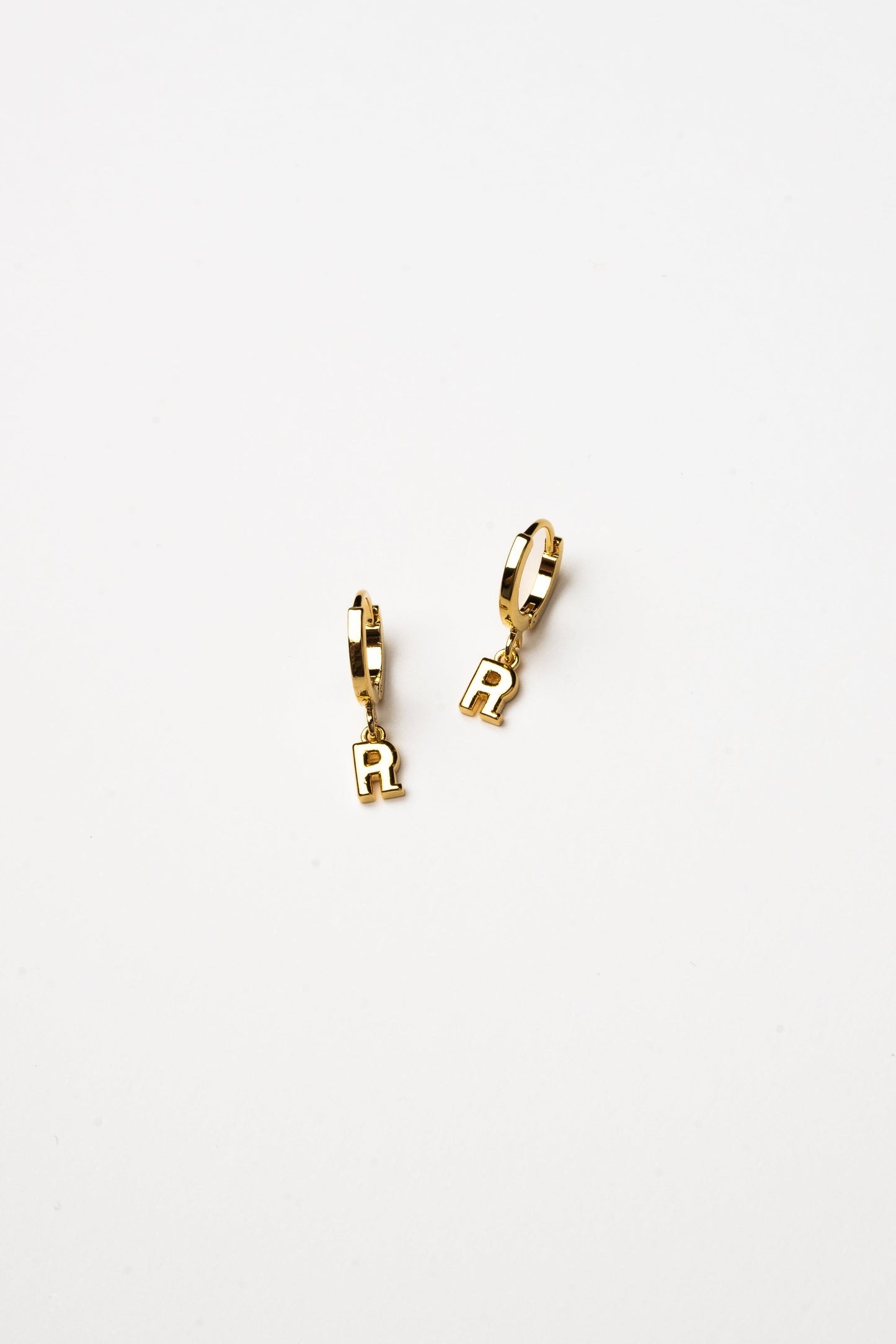 Cove Initial Letter Huggie Earrings WOMEN'S EARINGS Cove Accessories R 18k Gold Plated 