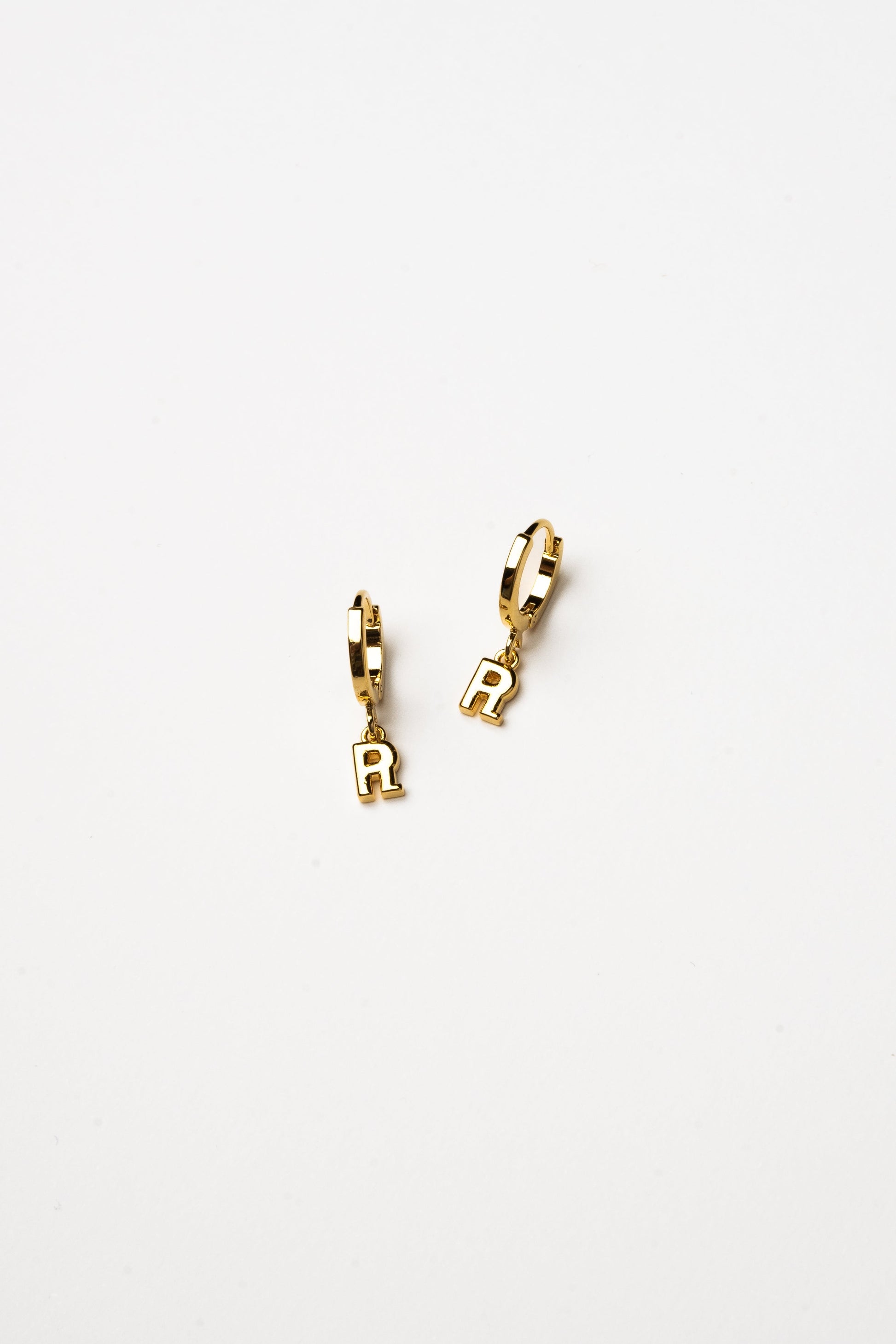 Cove Initial Letter Huggie Earrings WOMEN'S EARINGS Cove Accessories R 18k Gold Plated 