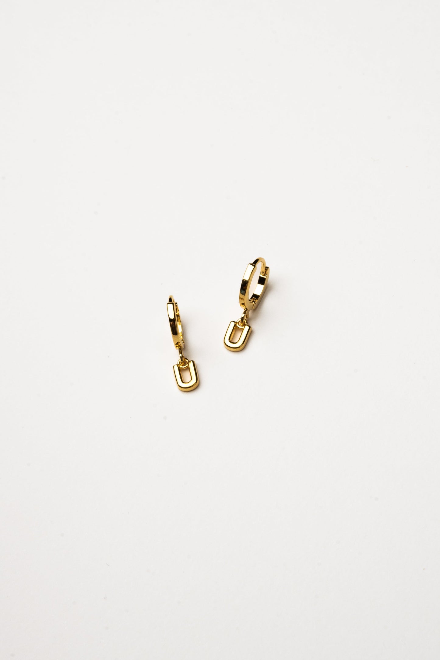 Cove Initial Letter Huggie Earrings WOMEN'S EARINGS Cove Accessories U 18k Gold Plated 