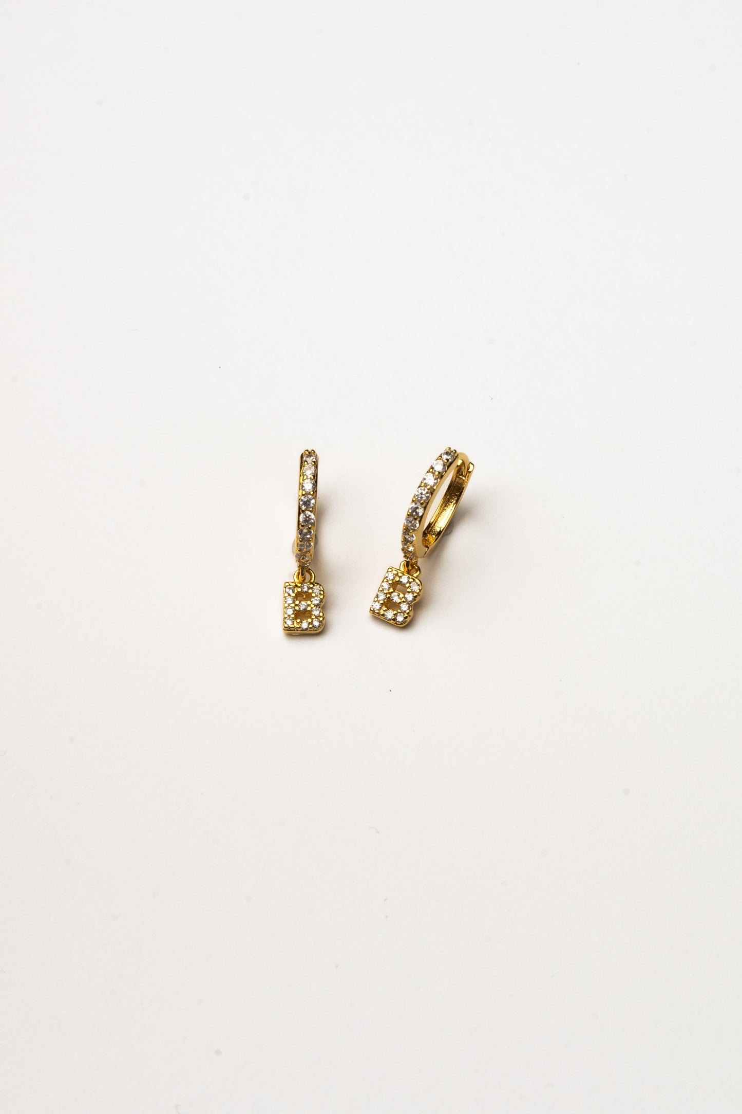 Cove Initial CZ Huggie WOMEN'S EARINGS Cove Accessories B 18k Gold Dipped