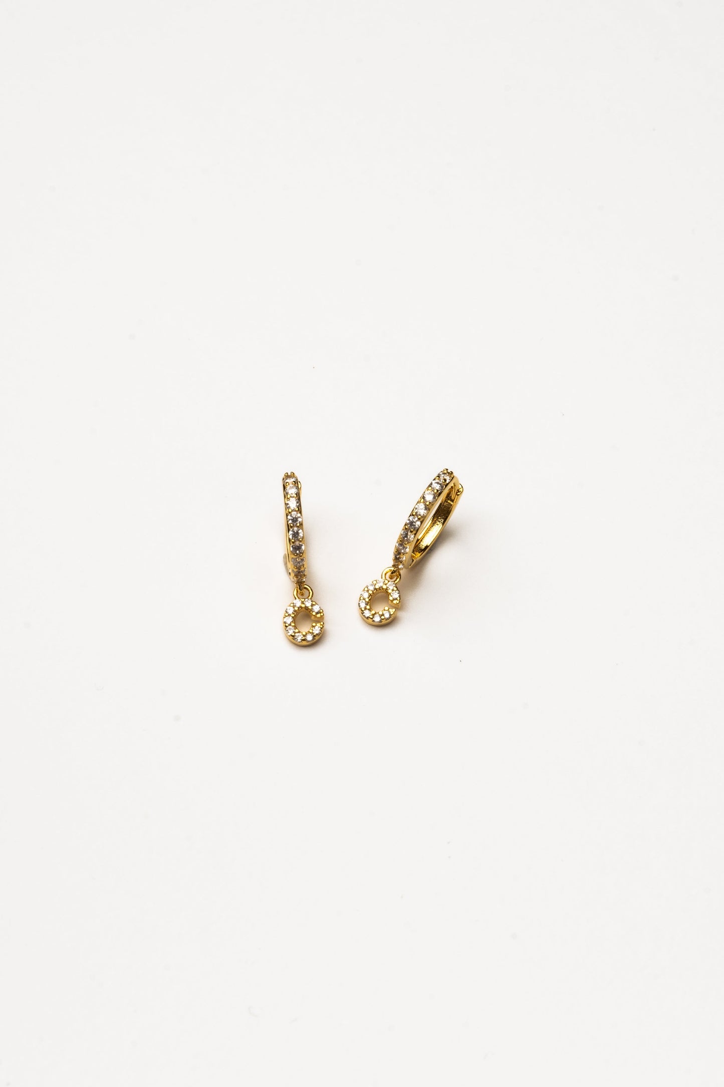 Cove Initial CZ Huggie WOMEN'S EARINGS Cove Accessories C 18k Gold Dipped
