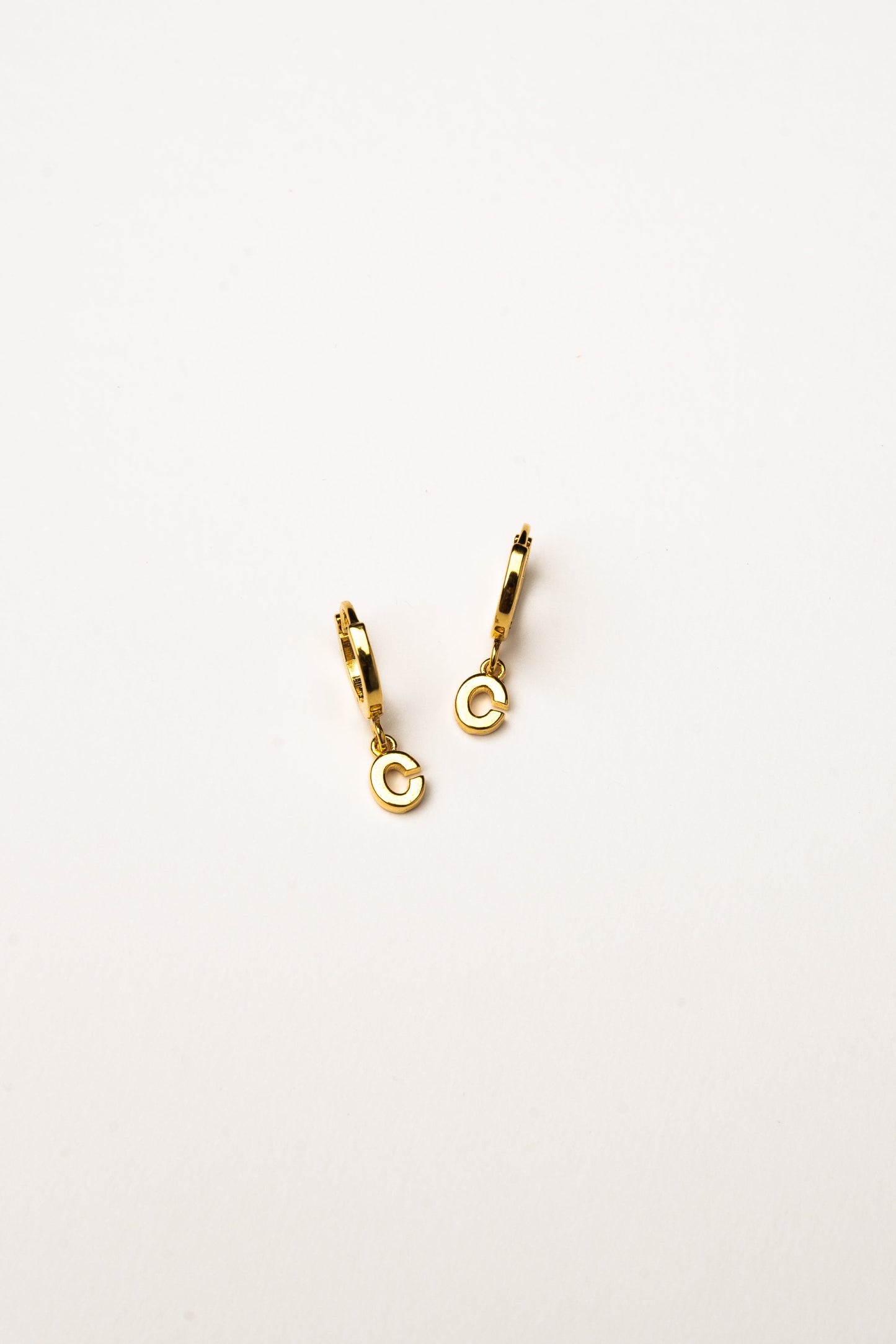 Cove Initial Letter Huggie Earrings WOMEN'S EARINGS Cove Accessories C 18k Gold Plated