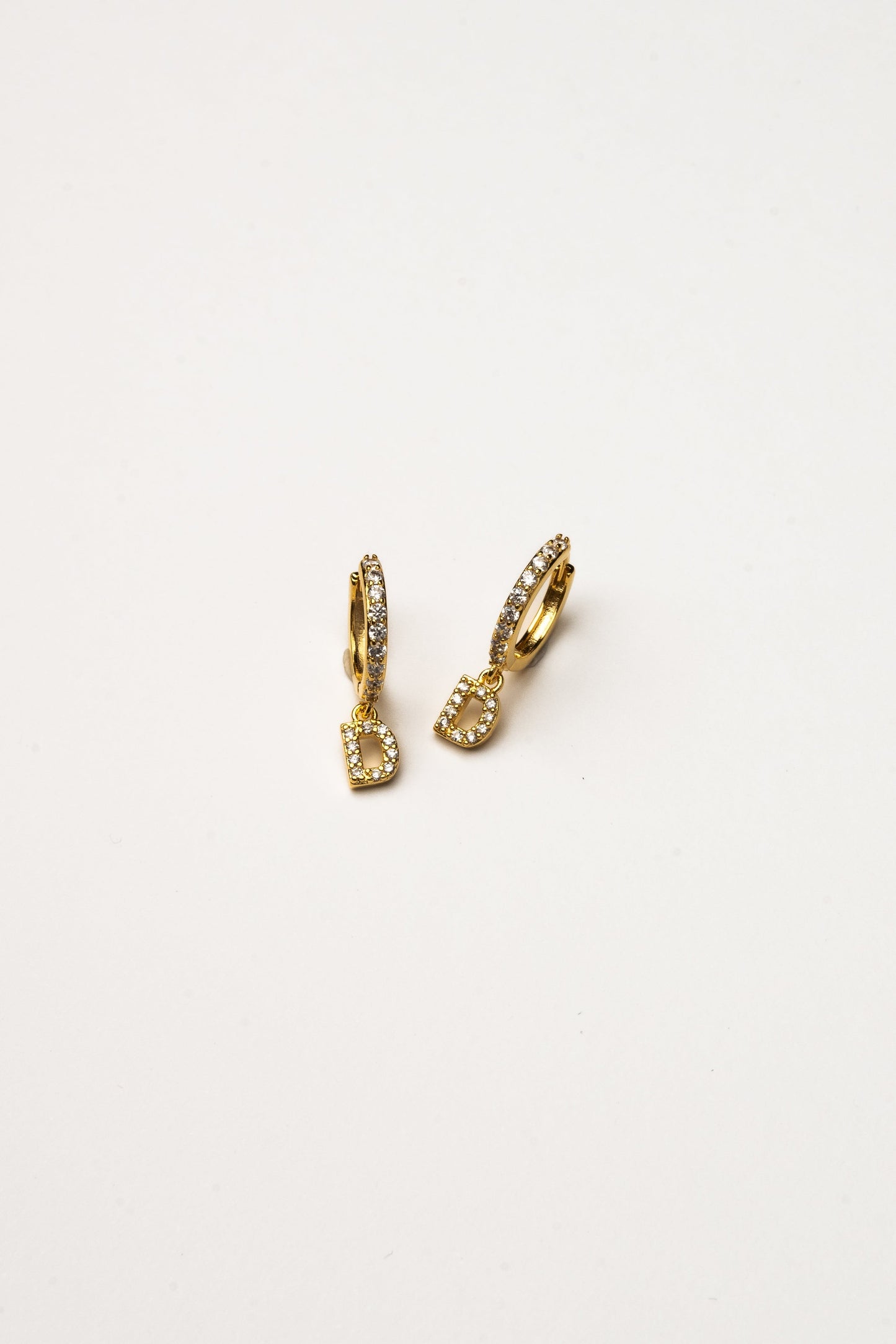 Cove Initial CZ Huggie WOMEN'S EARINGS Cove Accessories D 18k Gold Dipped