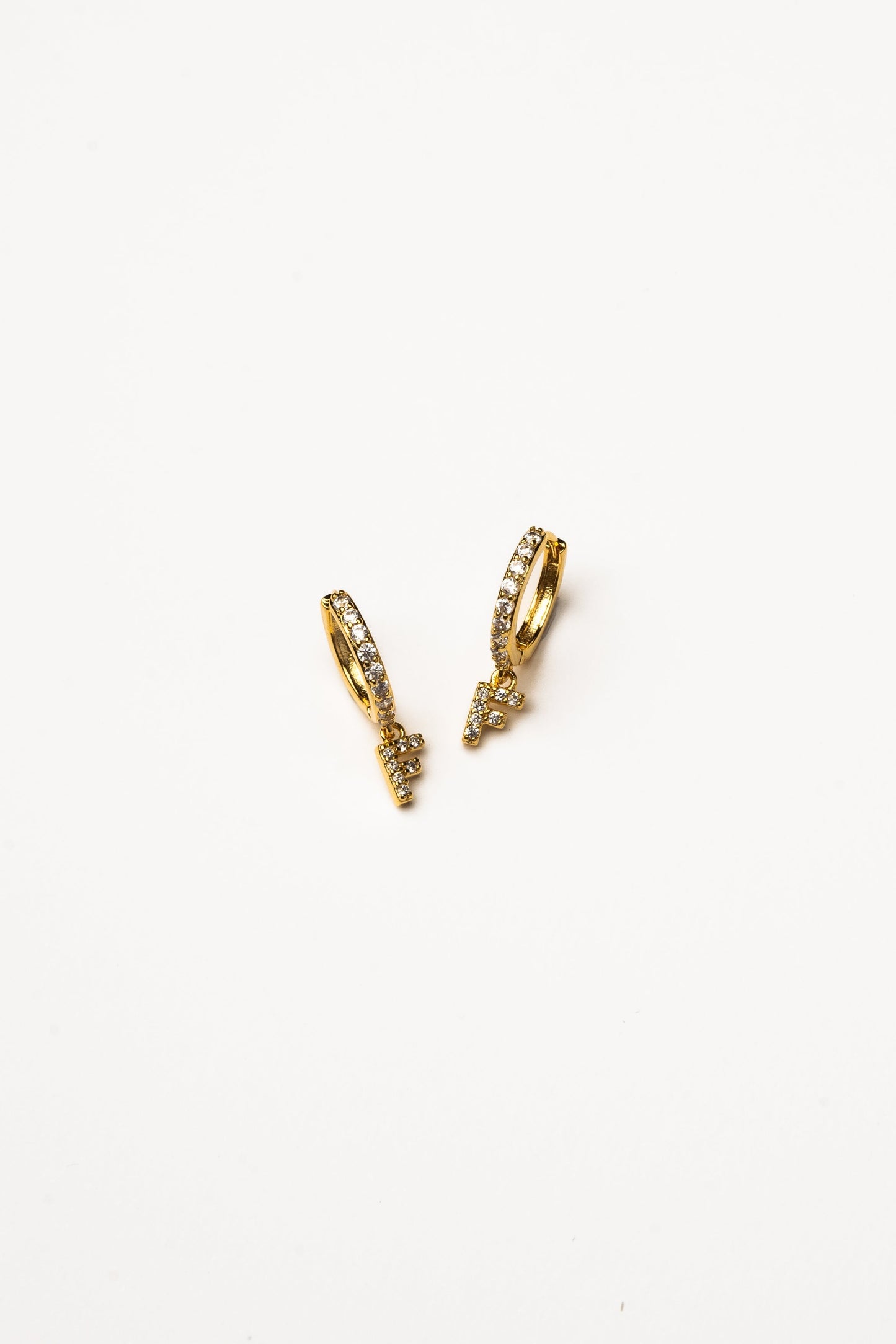 Cove Initial CZ Huggie WOMEN'S EARINGS Cove Accessories F 18k Gold Dipped