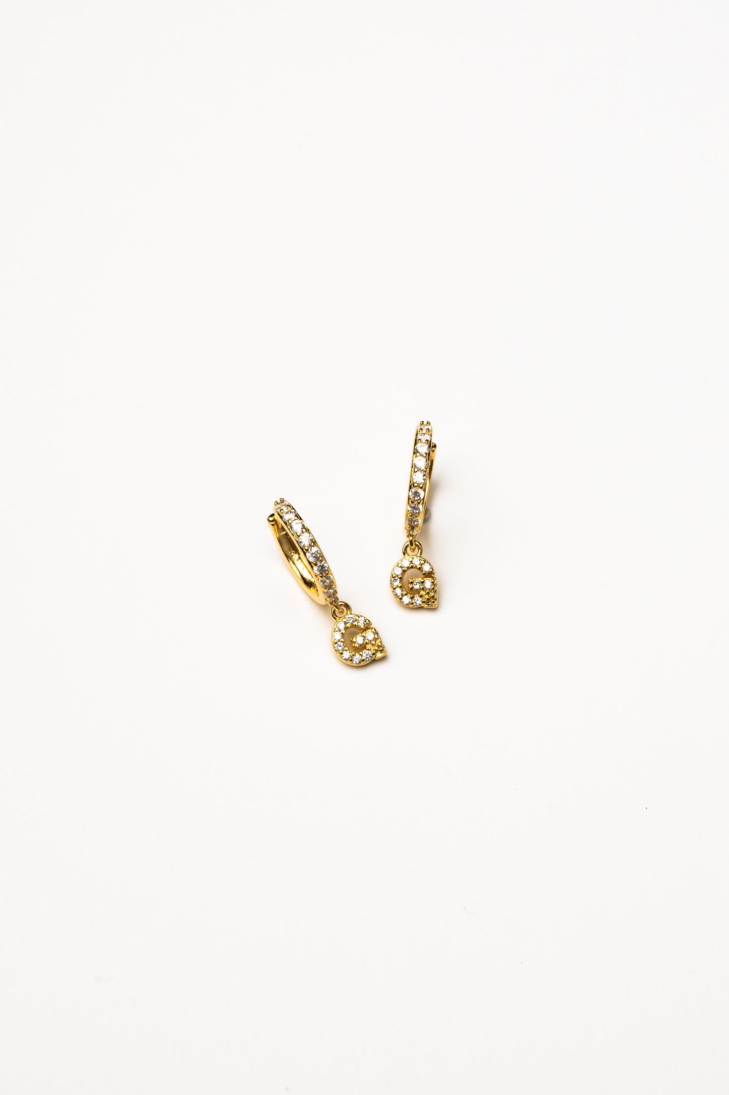 Cove Initial CZ Huggie WOMEN'S EARINGS Cove Accessories G 18k Gold Dipped