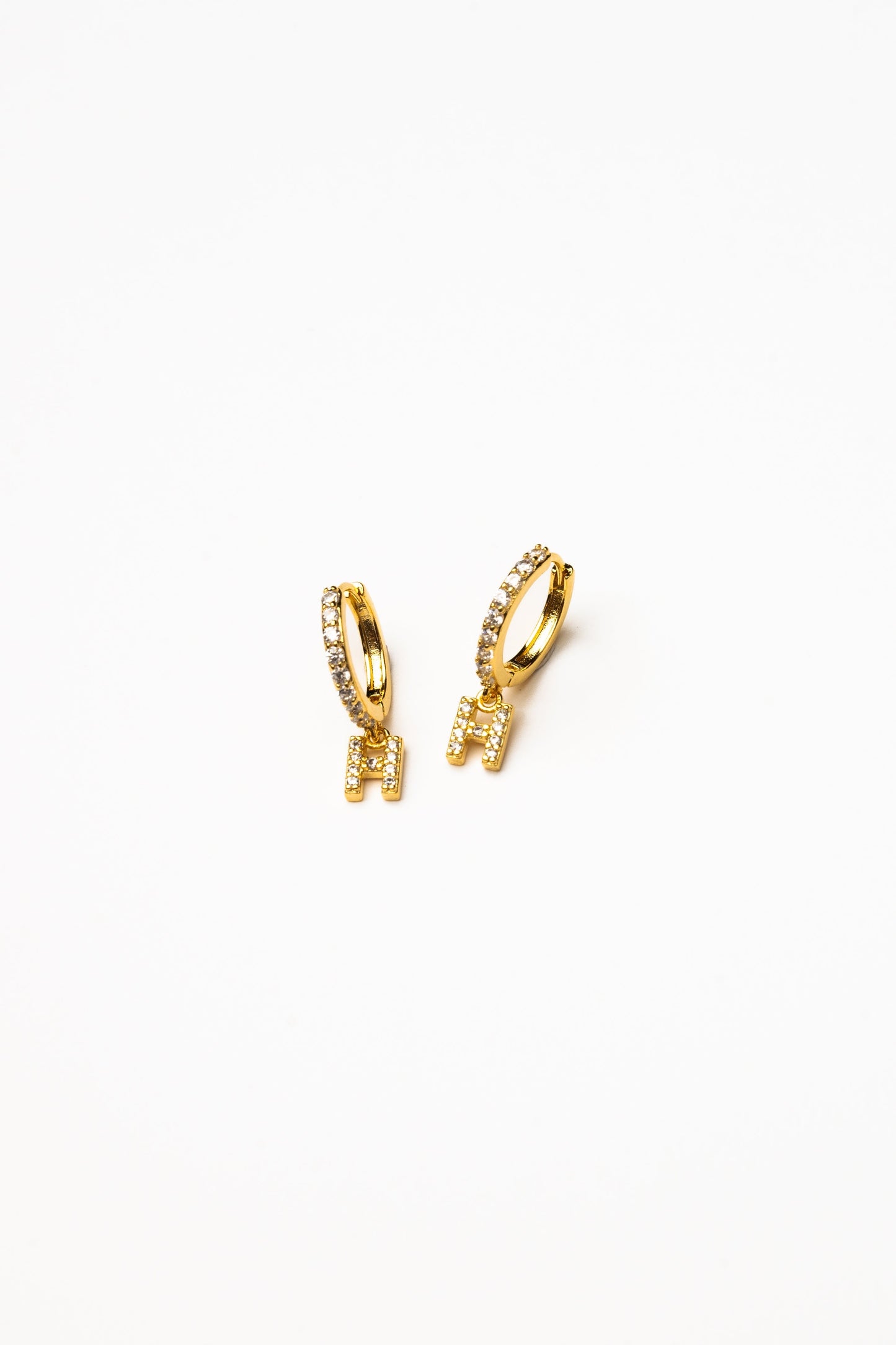 Cove Initial CZ Huggie WOMEN'S EARINGS Cove Accessories H 18k Gold Dipped