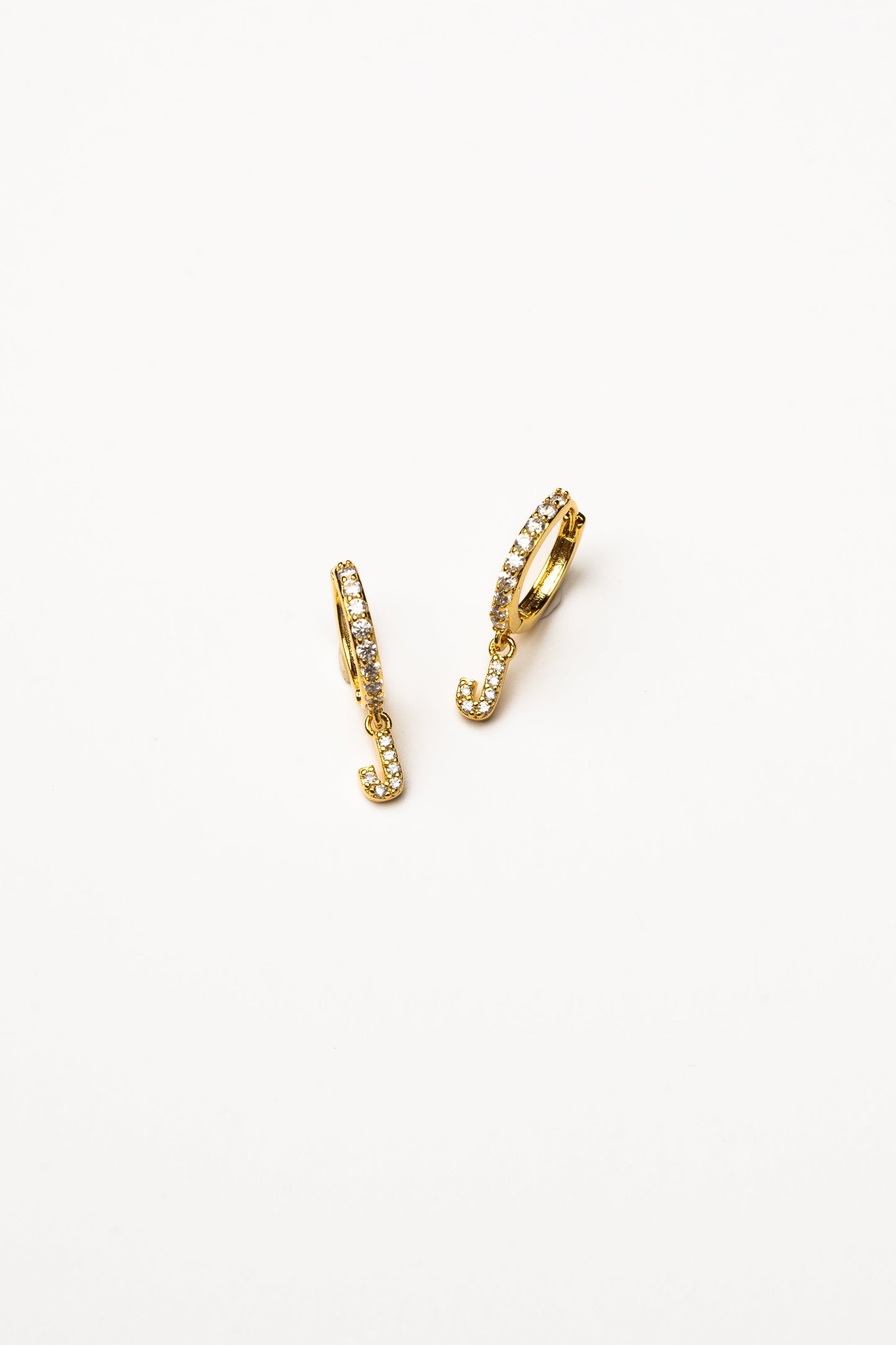 Cove Initial CZ Huggie WOMEN'S EARINGS Cove Accessories J 18k Gold Dipped 