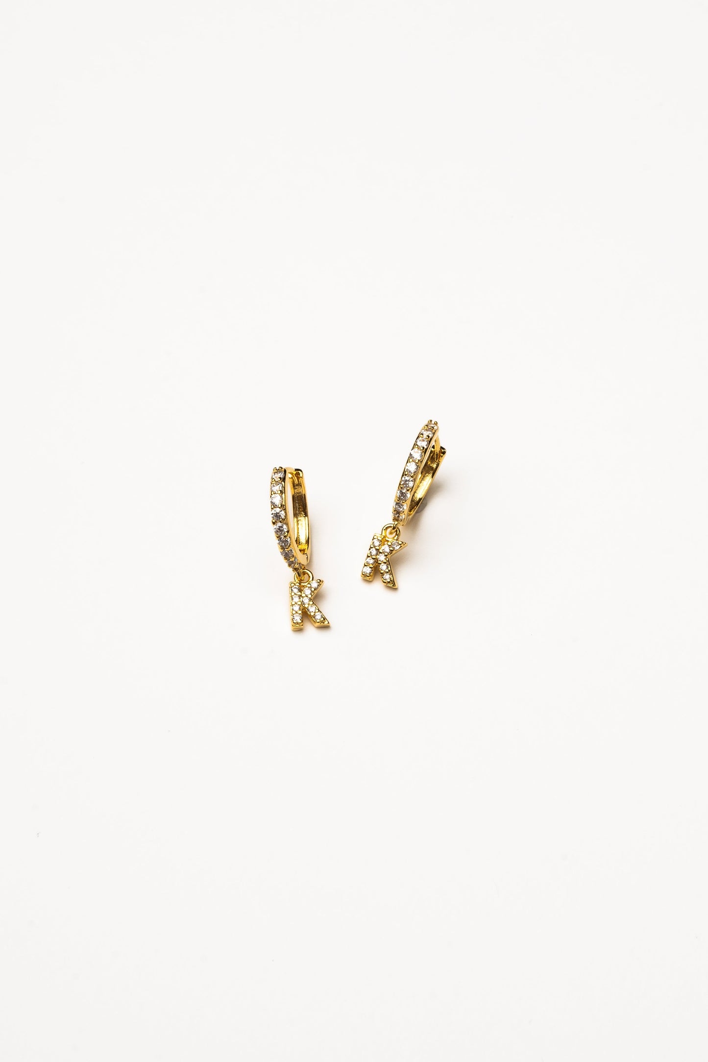 Cove Initial CZ Huggie WOMEN'S EARINGS Cove Accessories K 18k Gold Dipped