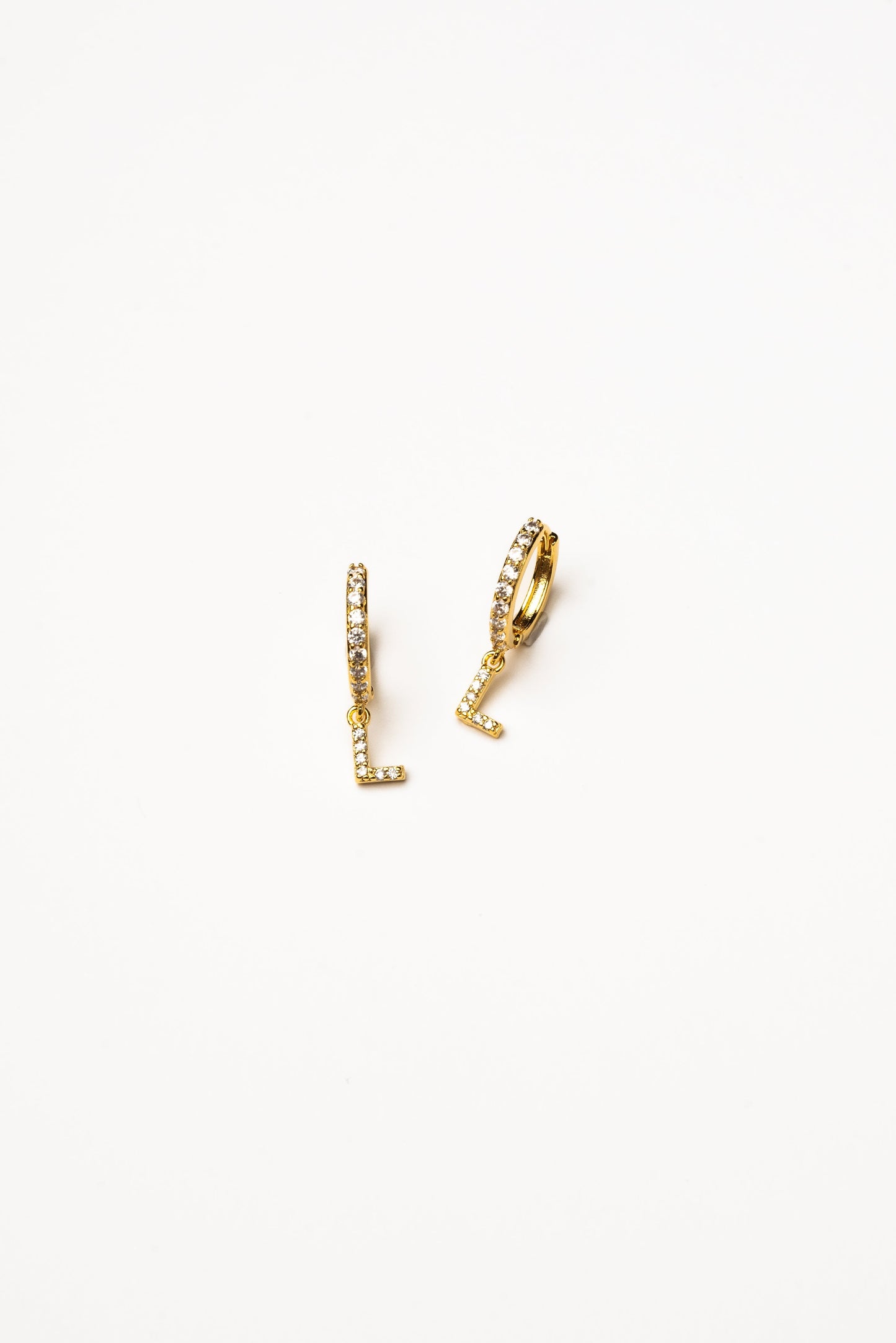 Cove Initial CZ Huggie WOMEN'S EARINGS Cove Accessories L 18k Gold Dipped