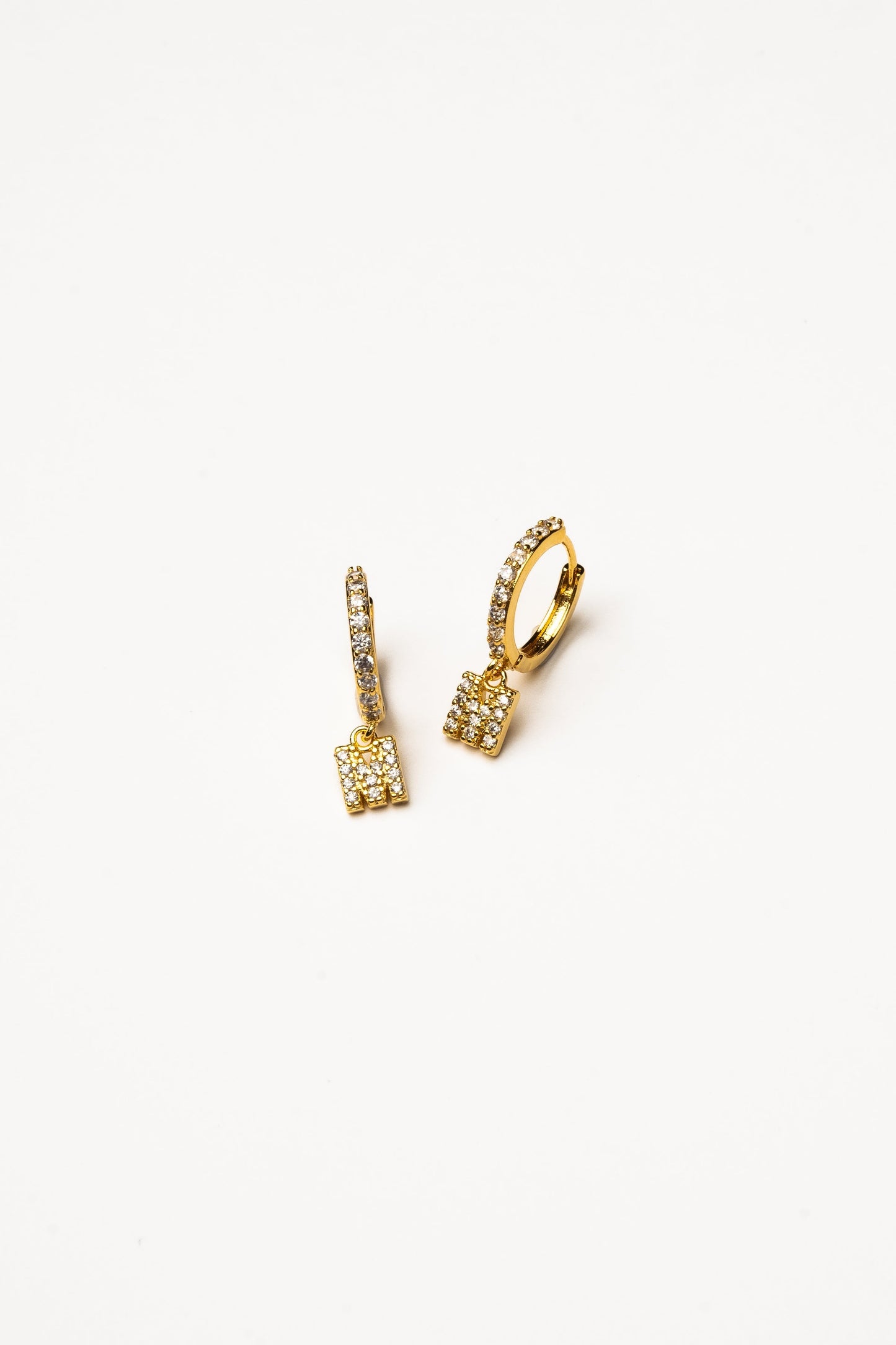 Cove Initial CZ Huggie WOMEN'S EARINGS Cove Accessories M 18k Gold Dipped